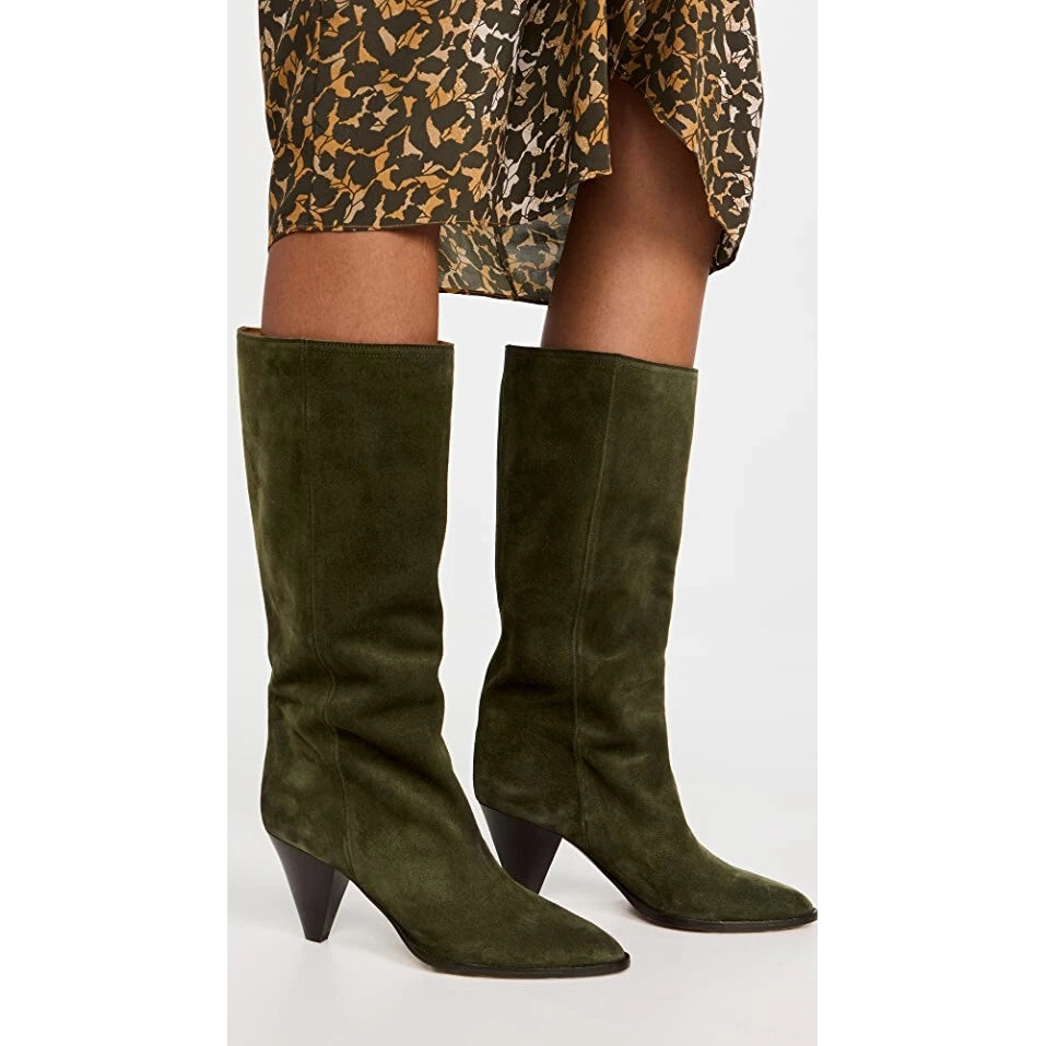 Isabel Marant "Rouxy" Suede Boots in Khaki, size 38 (fits size 7)