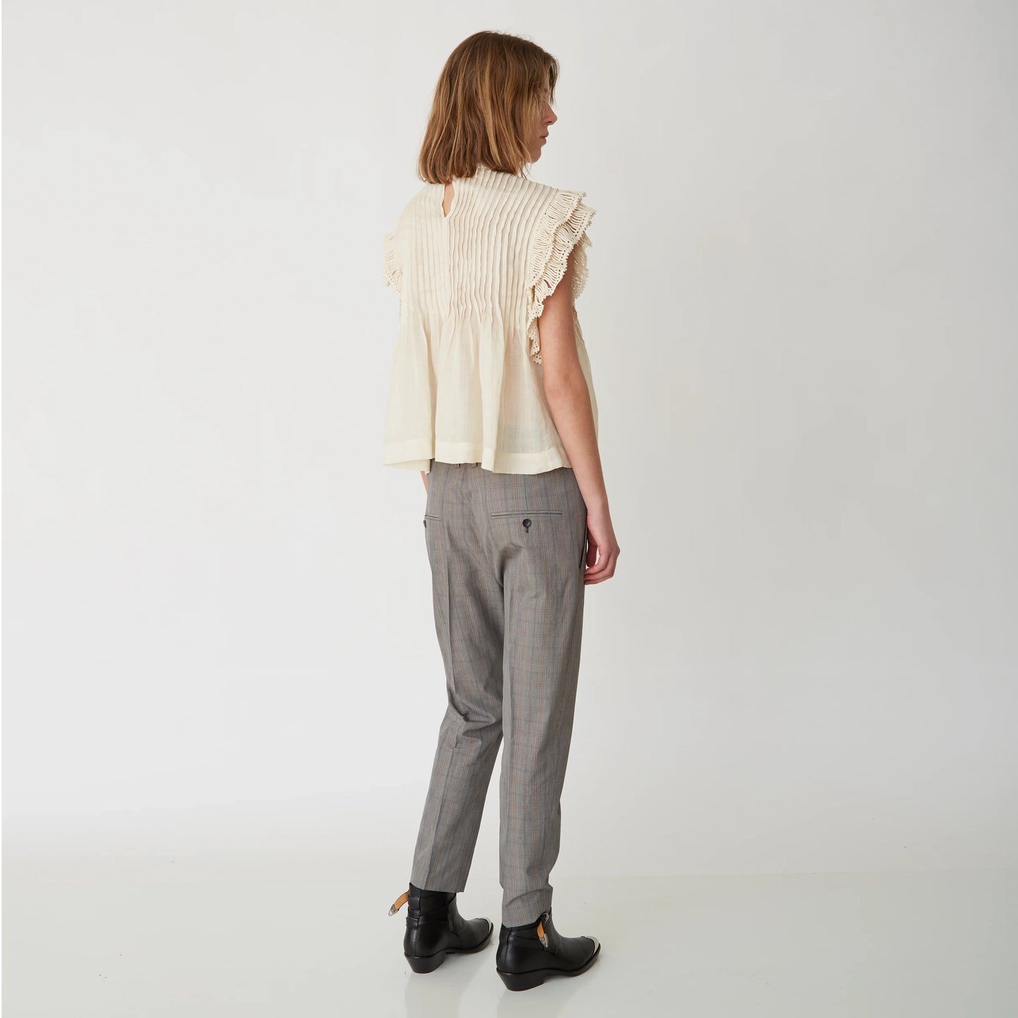 Isabel Marant "Roya" Ramie and Lace Blouse in Ecru, size 34 (fits 2 ish)