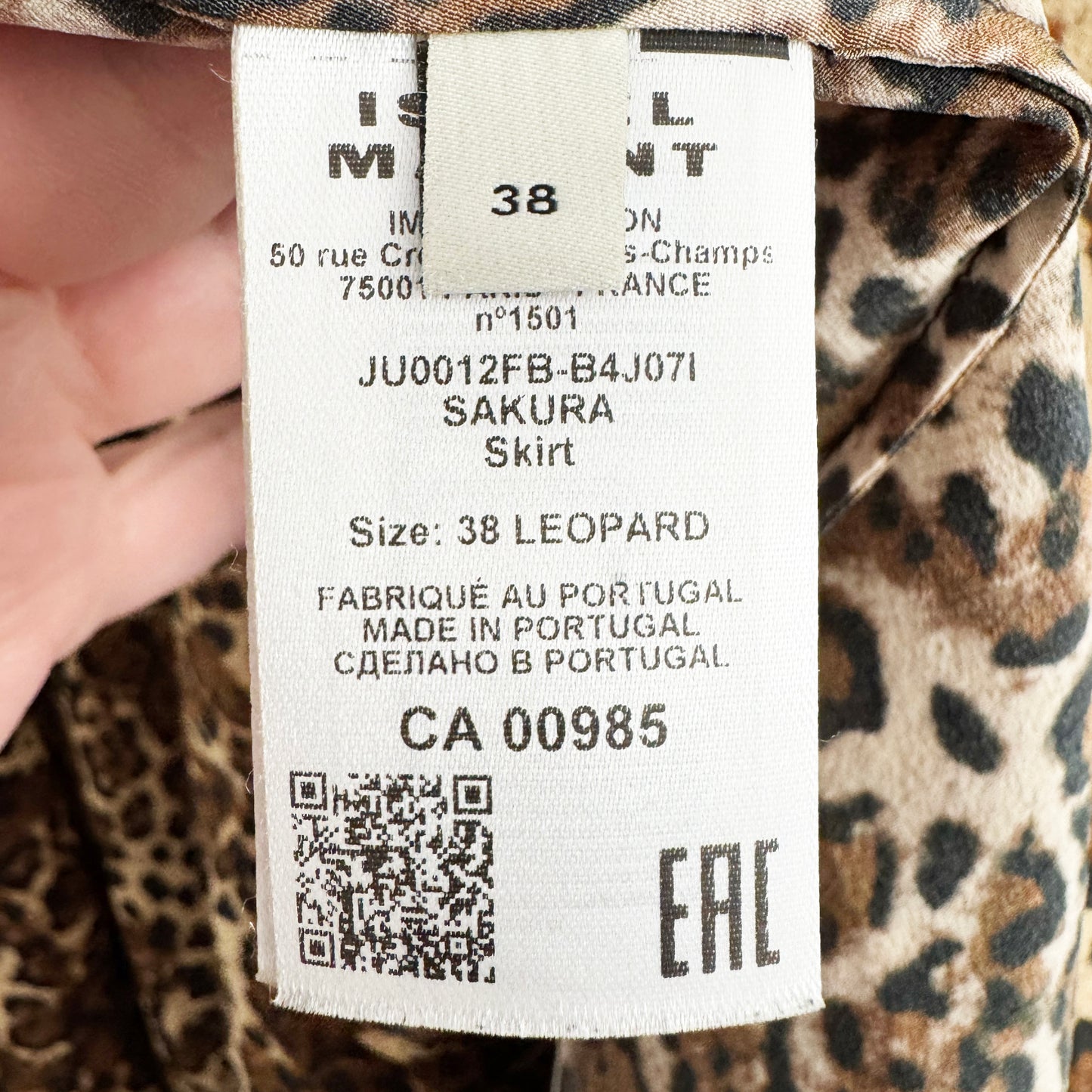 Isabel Marant "Sakura" Leopard Printed Silk Skirt, size 38 (fits size 4)
