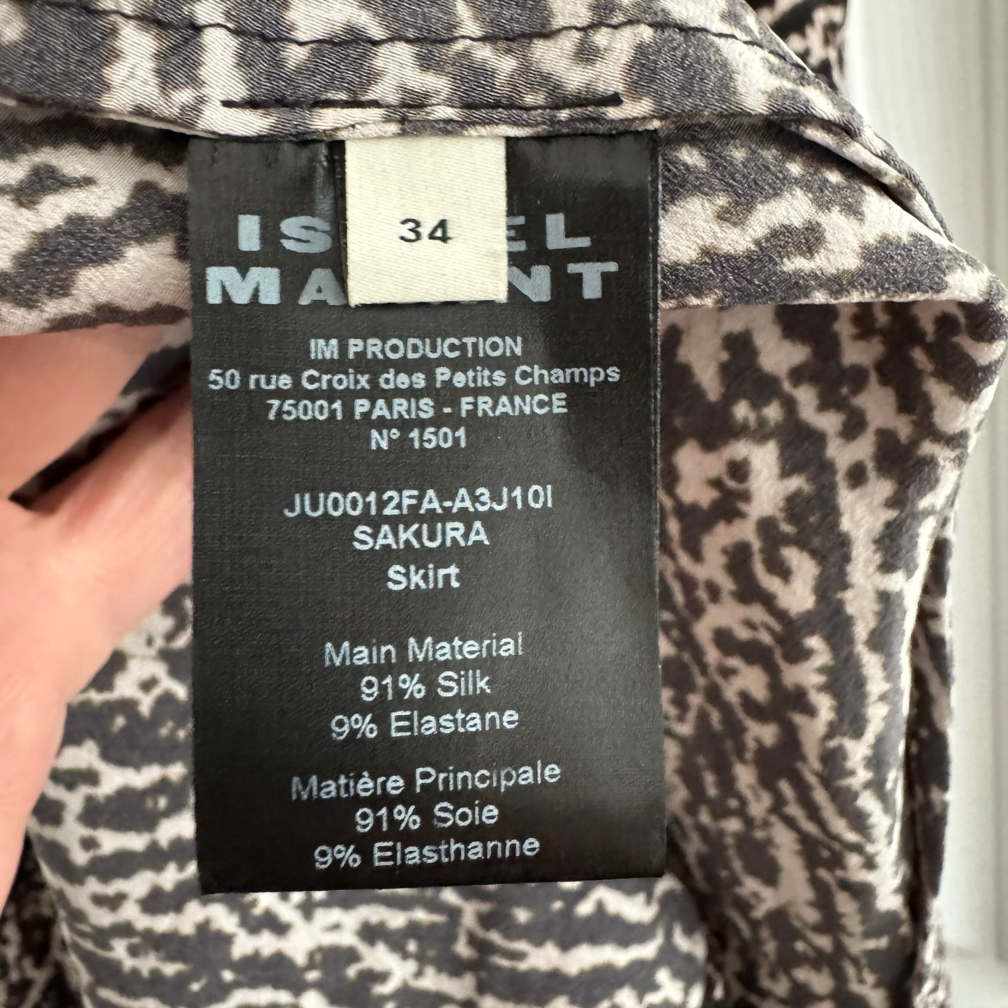 Isabel Marant "Sakura" Printed Silk Skirt, size 34 (fits size 0)