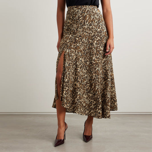 Isabel Marant "Sakura" Leopard Printed Silk Skirt, size 38 (fits size 4)