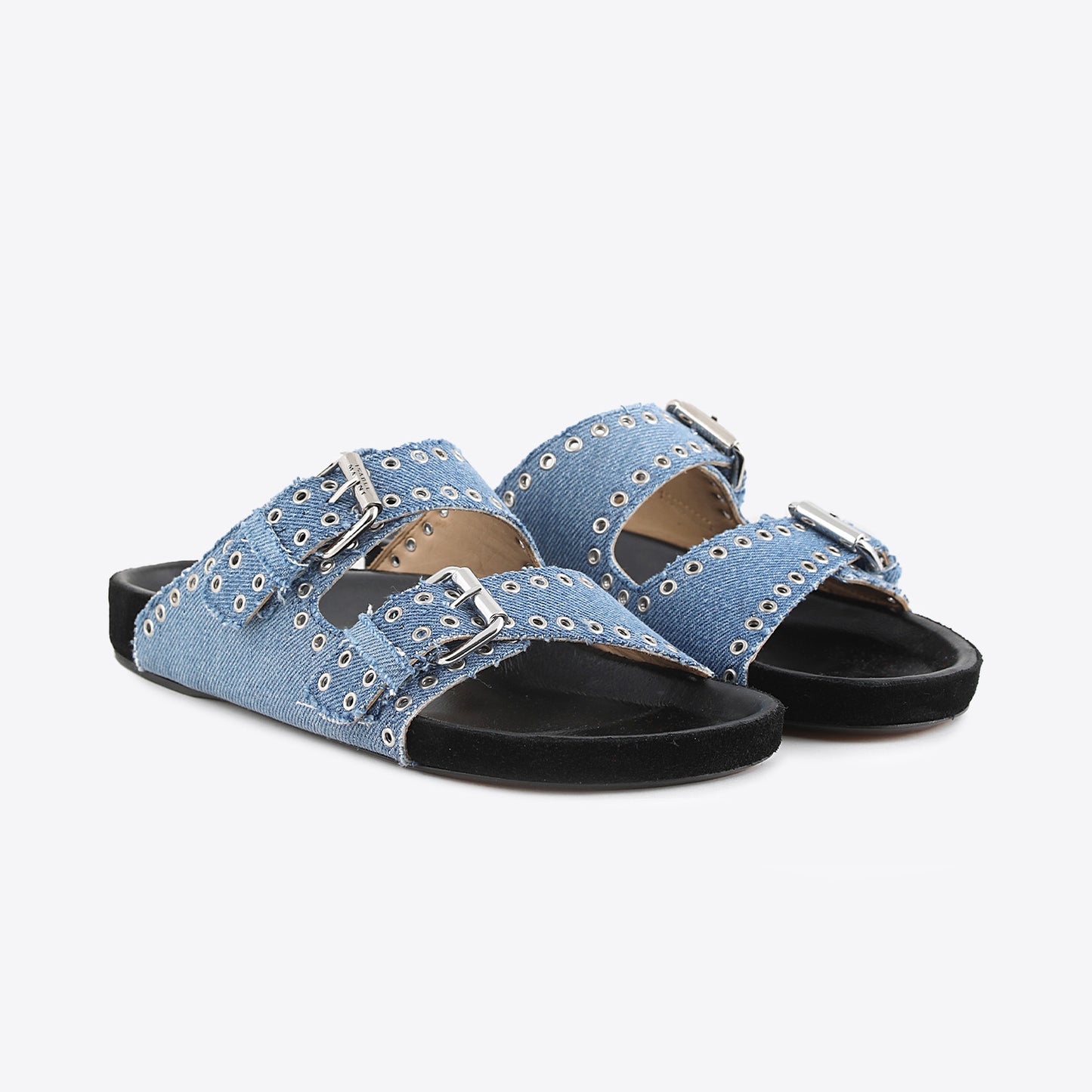 Isabel Marant "Lennyo" Studded Denim Sandals in Blue, size 37