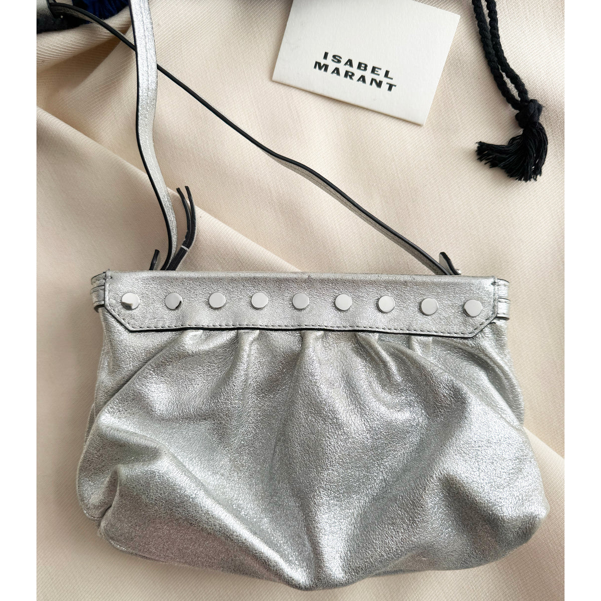 Isabel Marant "Luzes" Silver Metallic Leather Bag