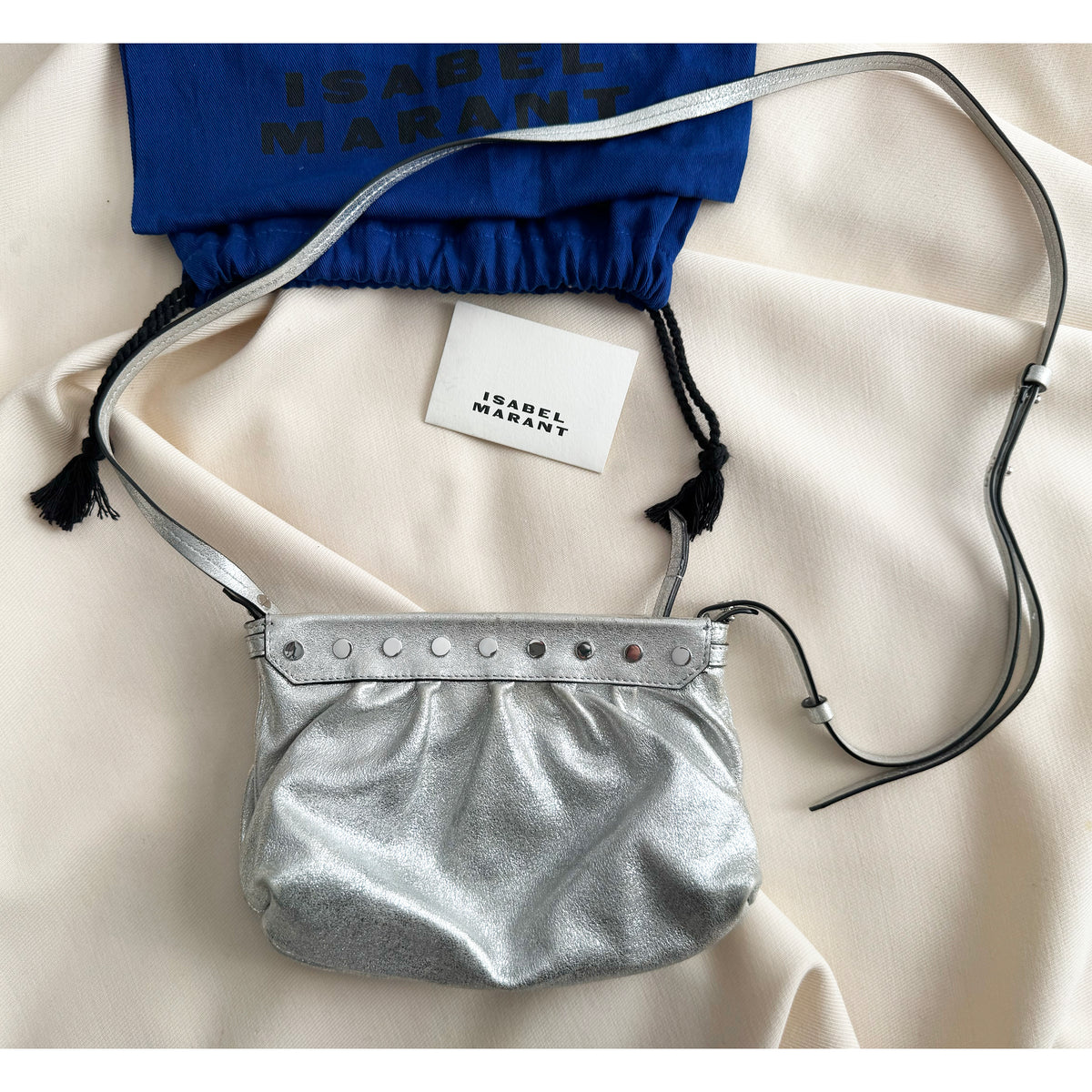 Isabel Marant "Luzes" Silver Metallic Leather Bag