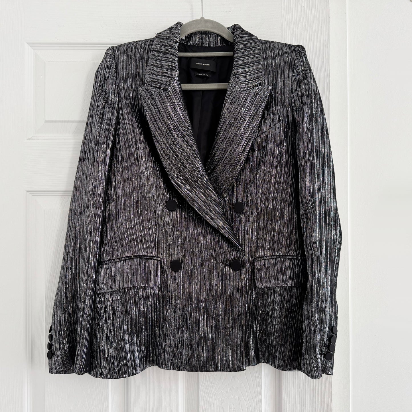 Isabel Marant "Denel" Blazer in Silver, size 40 (fits like size 4/6)