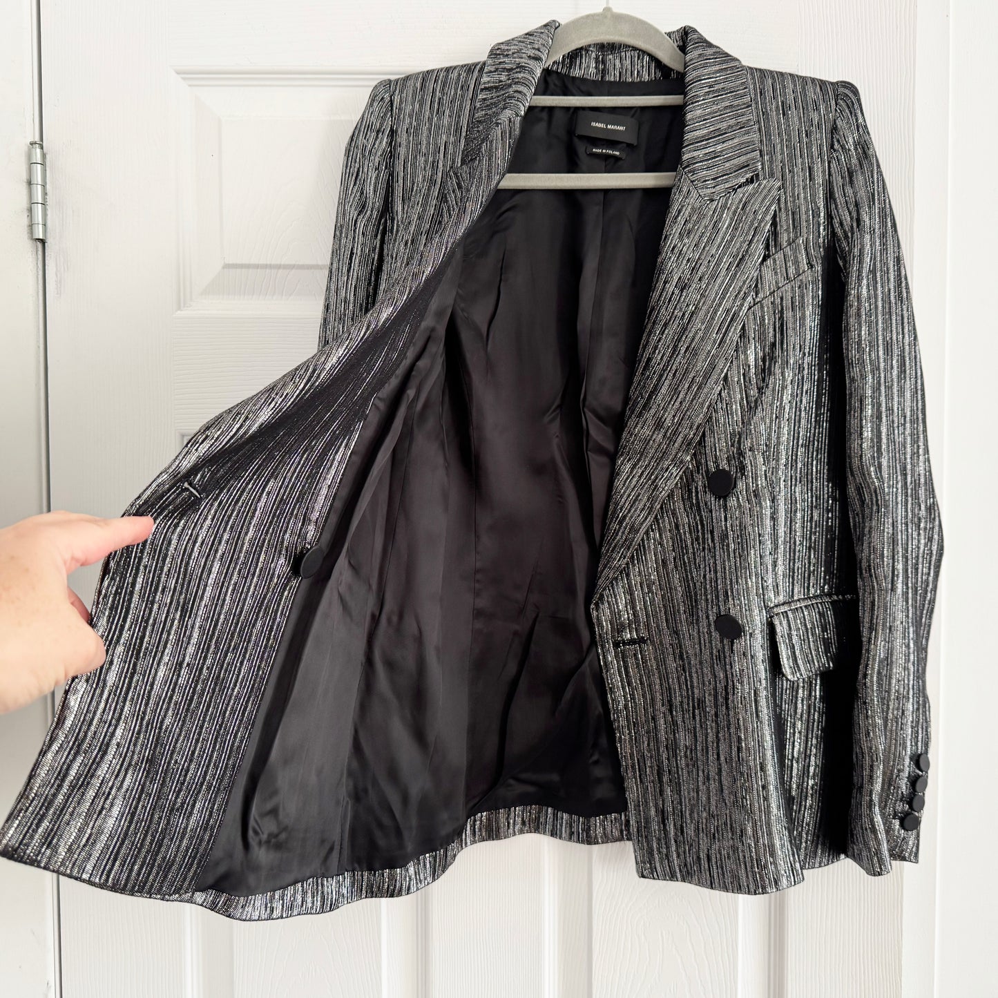 Isabel Marant "Denel" Blazer in Silver, size 40 (fits like size 4/6)
