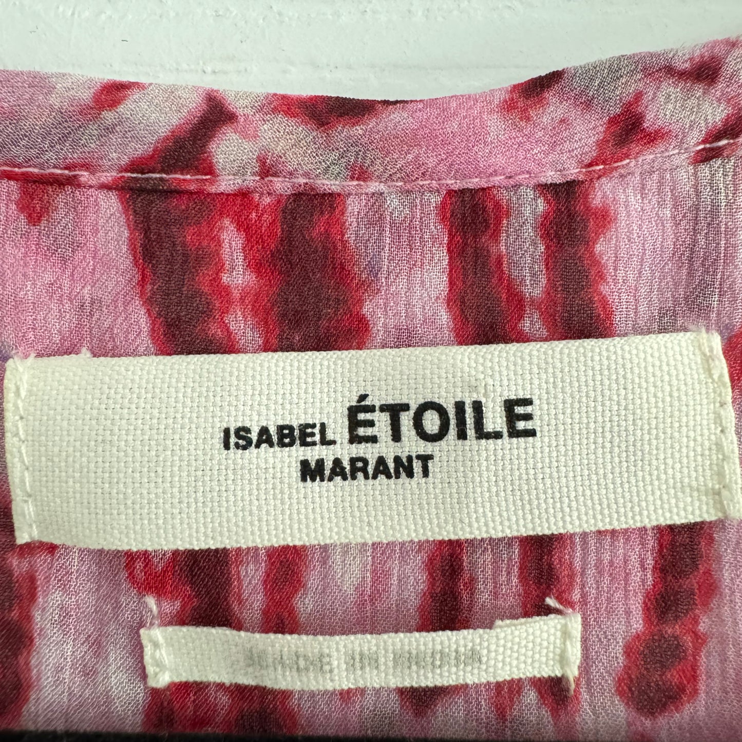 Isabel Marant Etoile "Sorionea" Printed Silk Blouse in Pink, size 36 (fits super oversize)