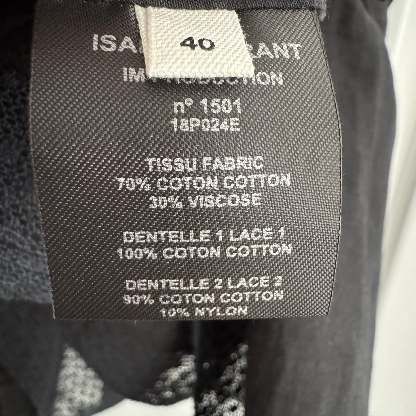 Isabel Marant Etoile "Vicky" Cotton Dress in Black,  size 40