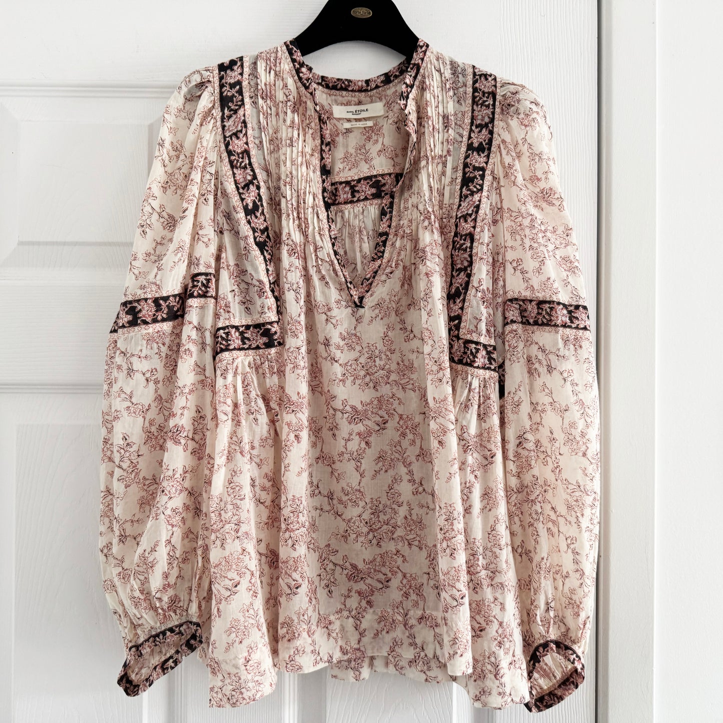 Isabel Marant Etoile "Violette" Printed Top in Pink/Ecru, size 36 (fits S-M)