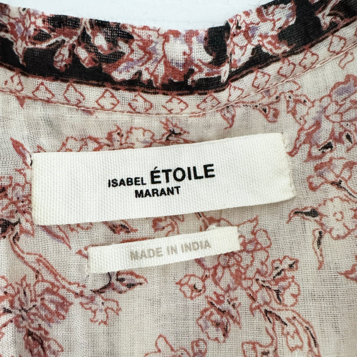 Isabel Marant Etoile "Violette" Printed Top in Pink/Ecru, size 36 (fits S-M)