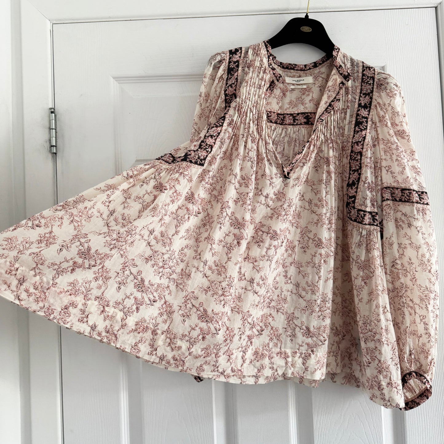 Isabel Marant Etoile "Violette" Printed Top in Pink/Ecru, size 36 (fits S-M)