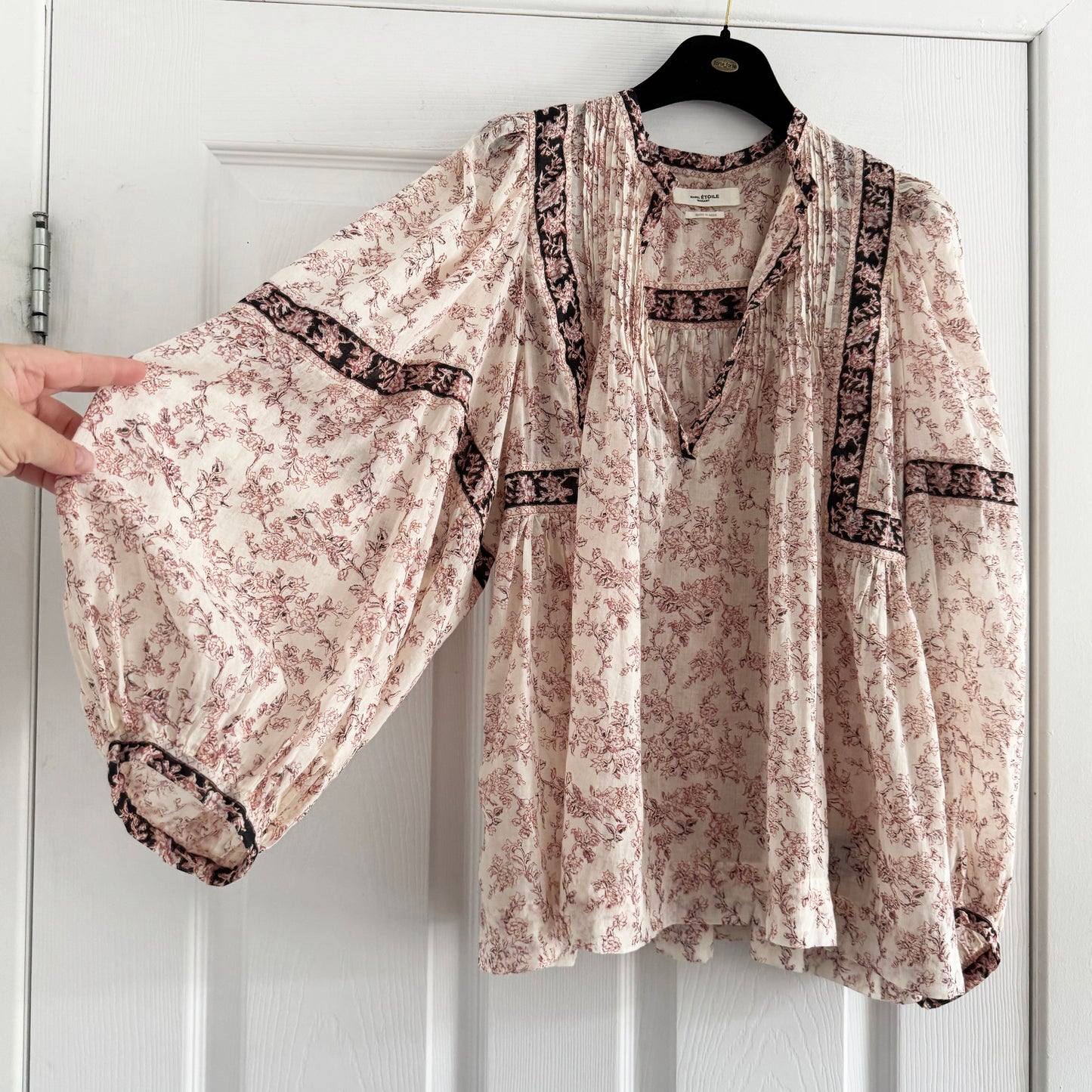 Isabel Marant Etoile "Violette" Printed Top in Pink/Ecru, size 36 (fits S-M)