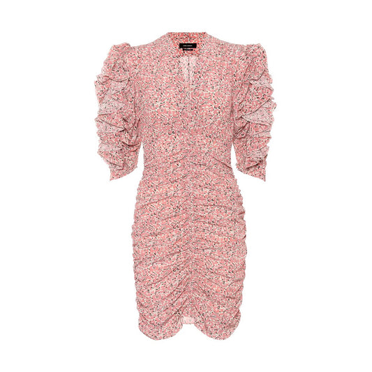 Isabel Marant "Andor" Printed Silk Dress in Pink, size 44