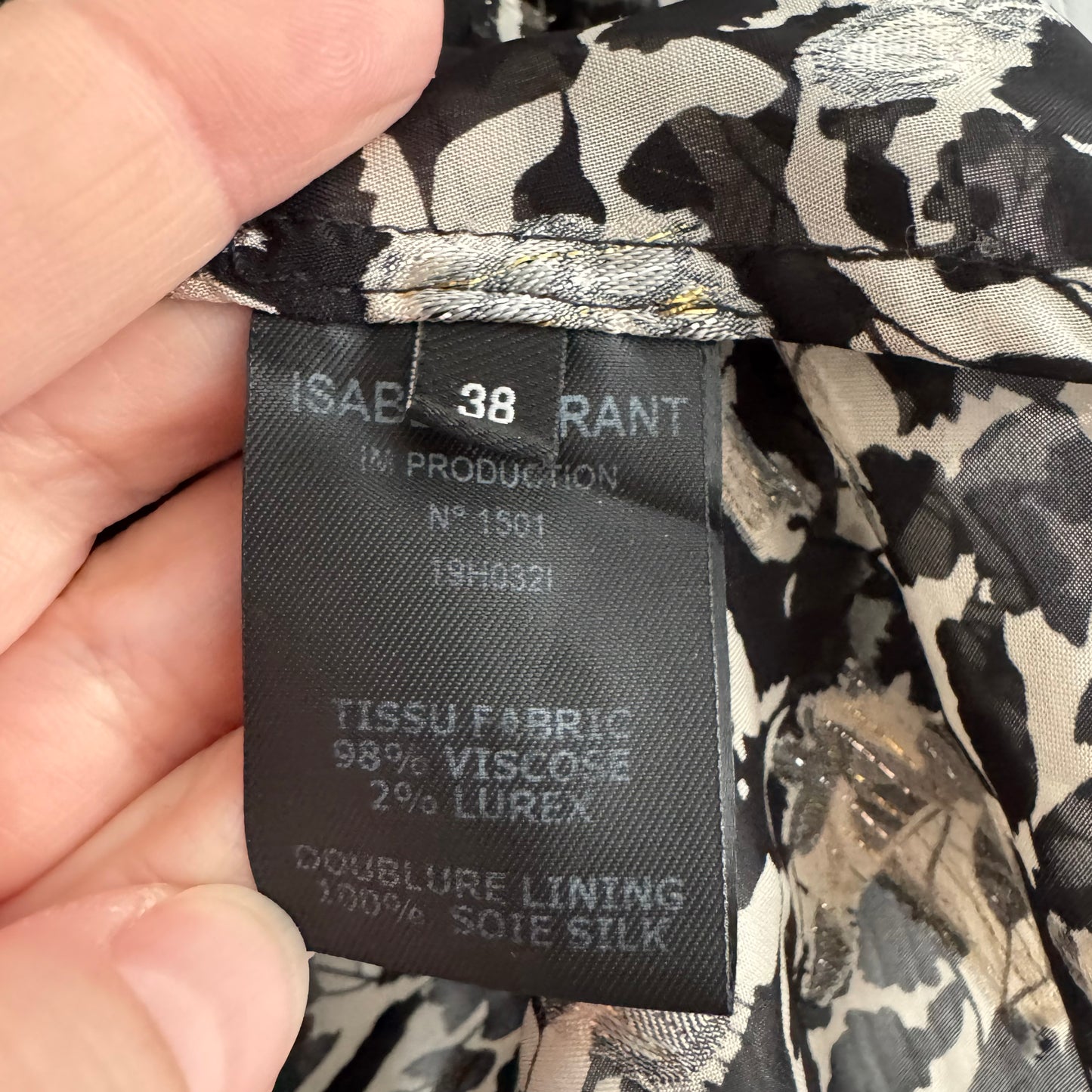 Isabel Marant "Imany" Blk/White Printed Top, size 38