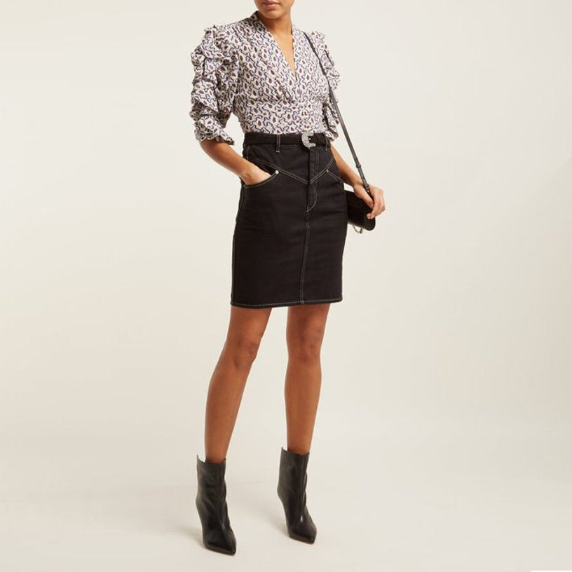 Isabel Marant "Lorine" Black denim mini skirt, size 38, or like a 2/4