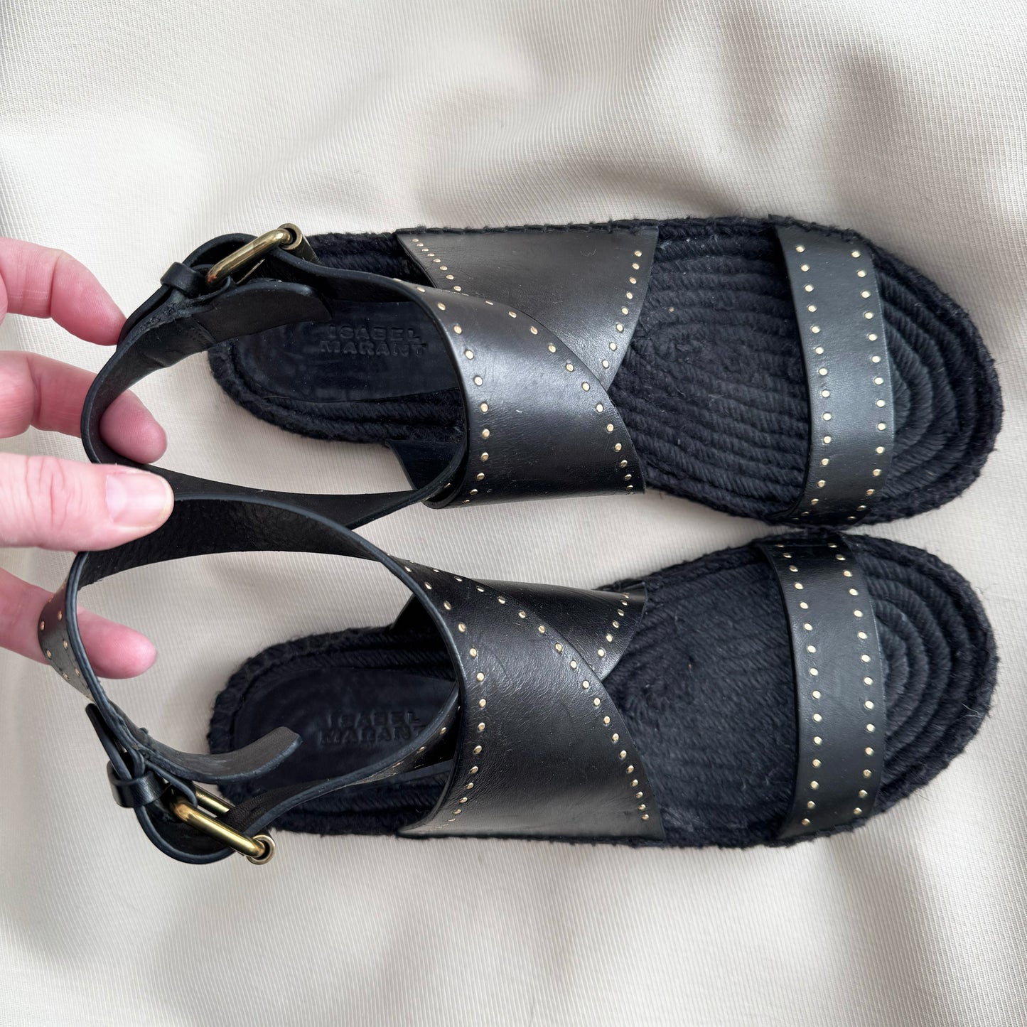 Isabel Marant "Illya" Espadrille Sandals in Black, size 39 (fits like 38)