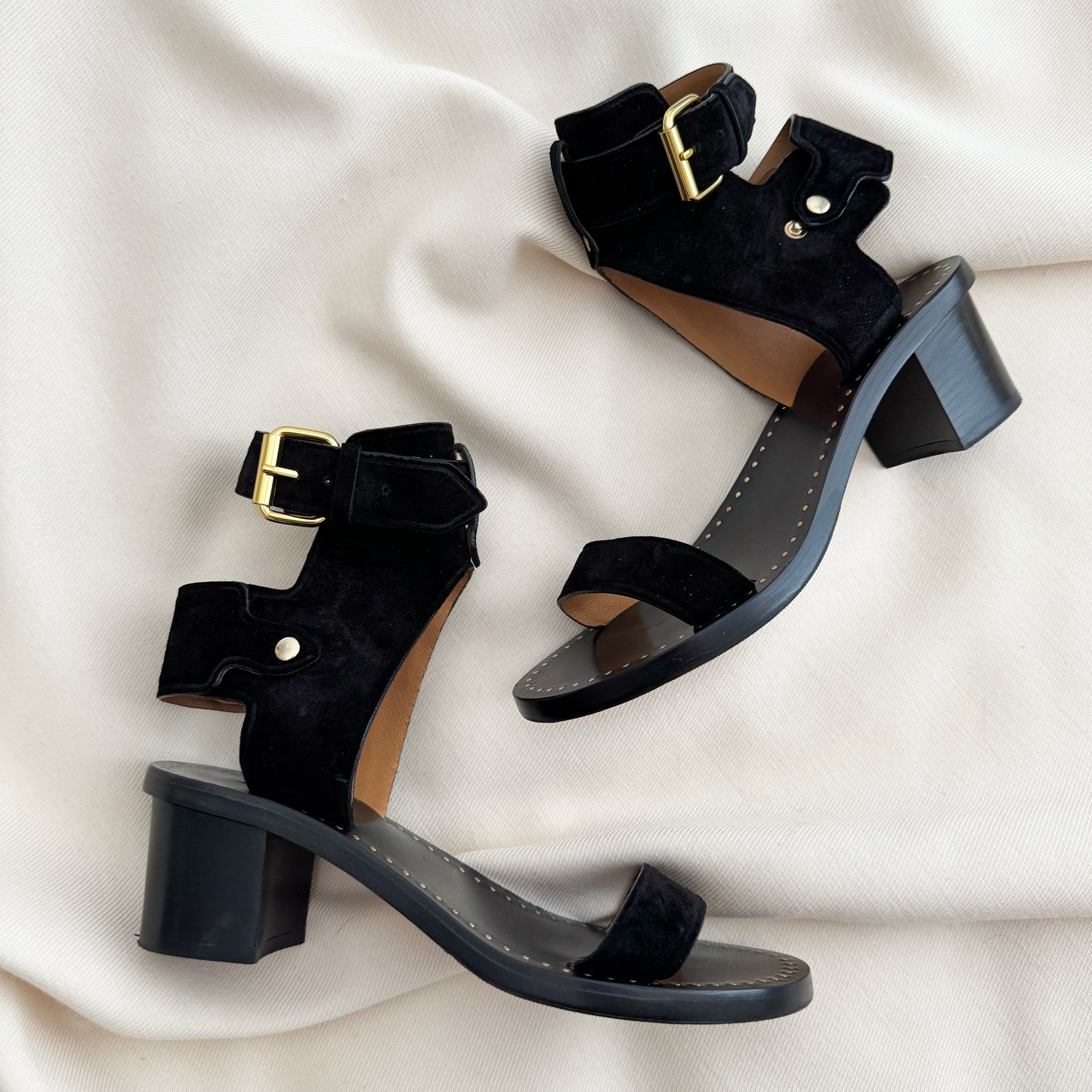 Isabel Marant "Jaeryn" Suede Sandal in Black, size 36