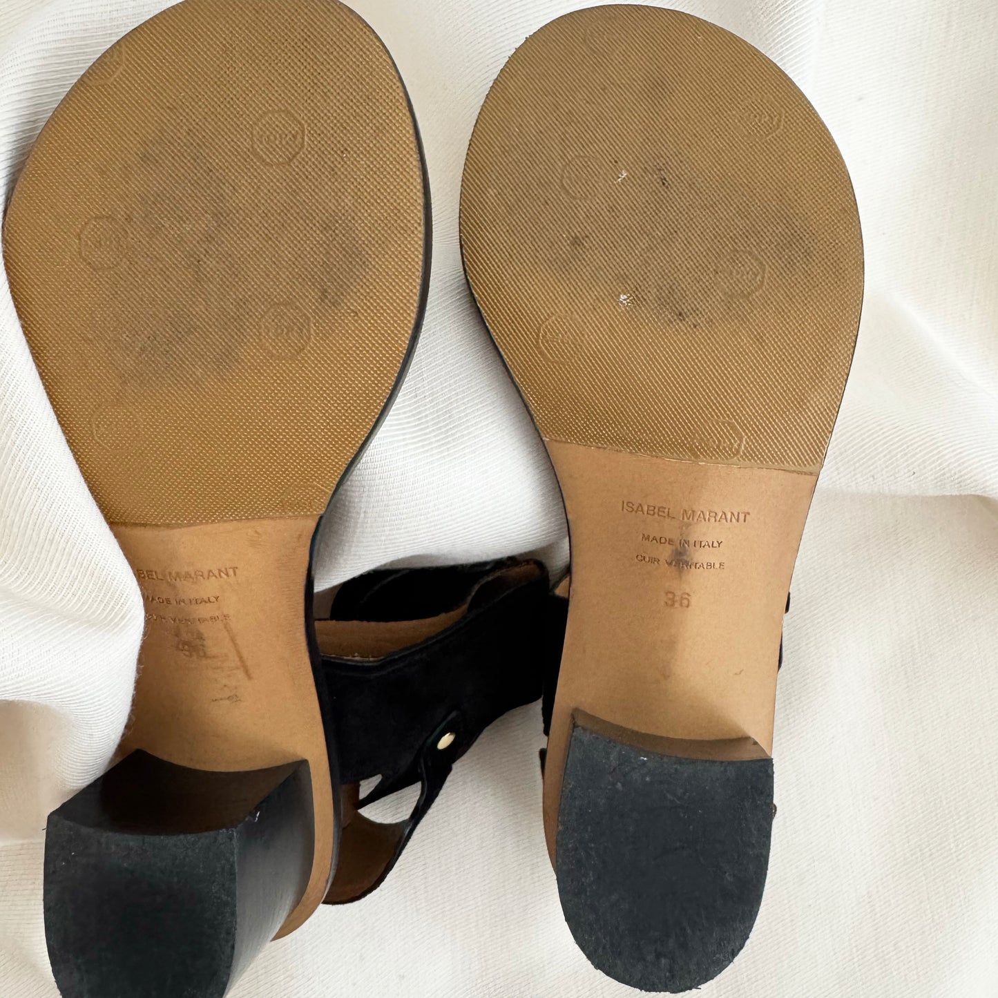 Isabel Marant "Jaeryn" Suede Sandal in Black, size 36