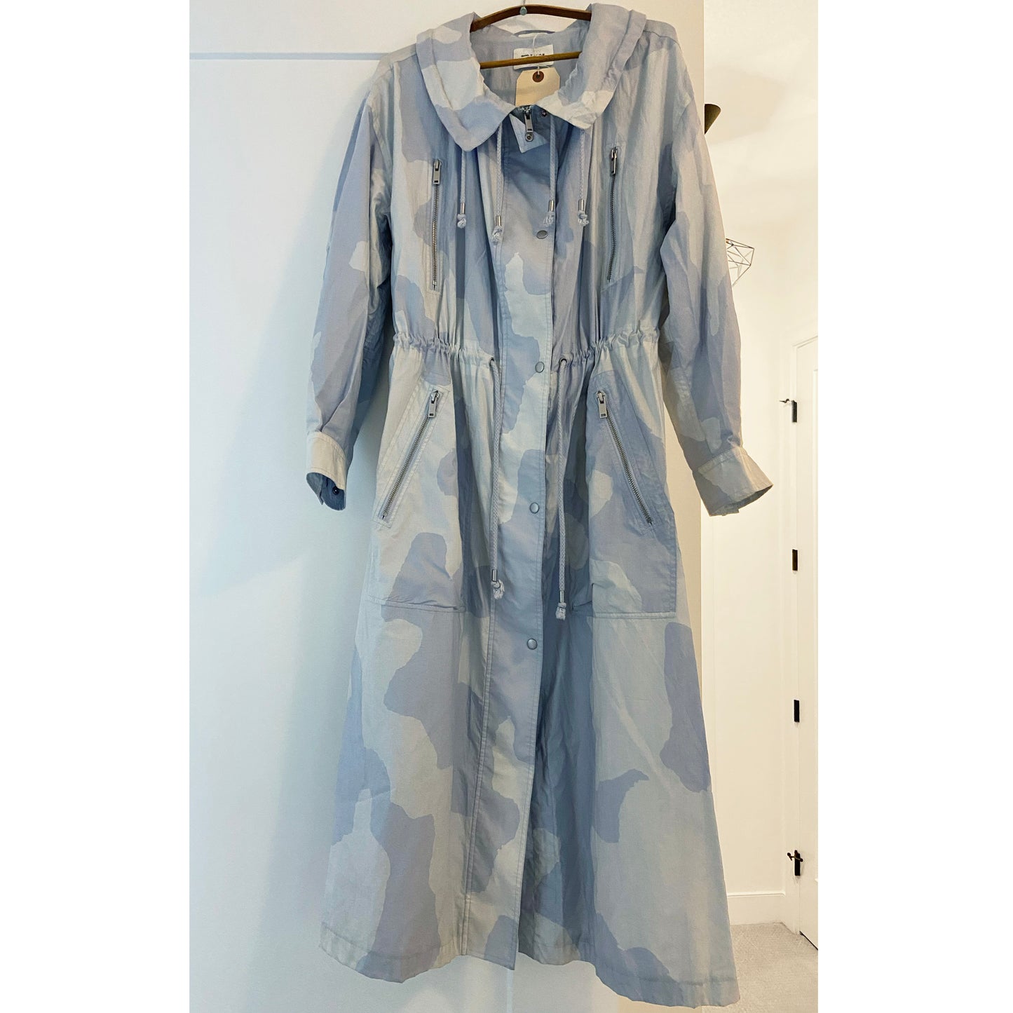 Isabel Marant Etoile Trench imprimé camouflage bleu clair « Dilumbi », taille 34 (convient à XS/S)