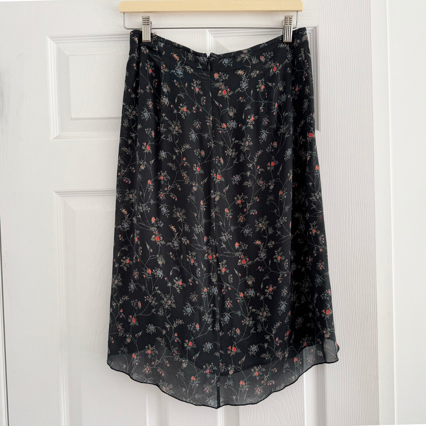 Isabel Marant Dark Floral Print Silk Skirt, Size 38