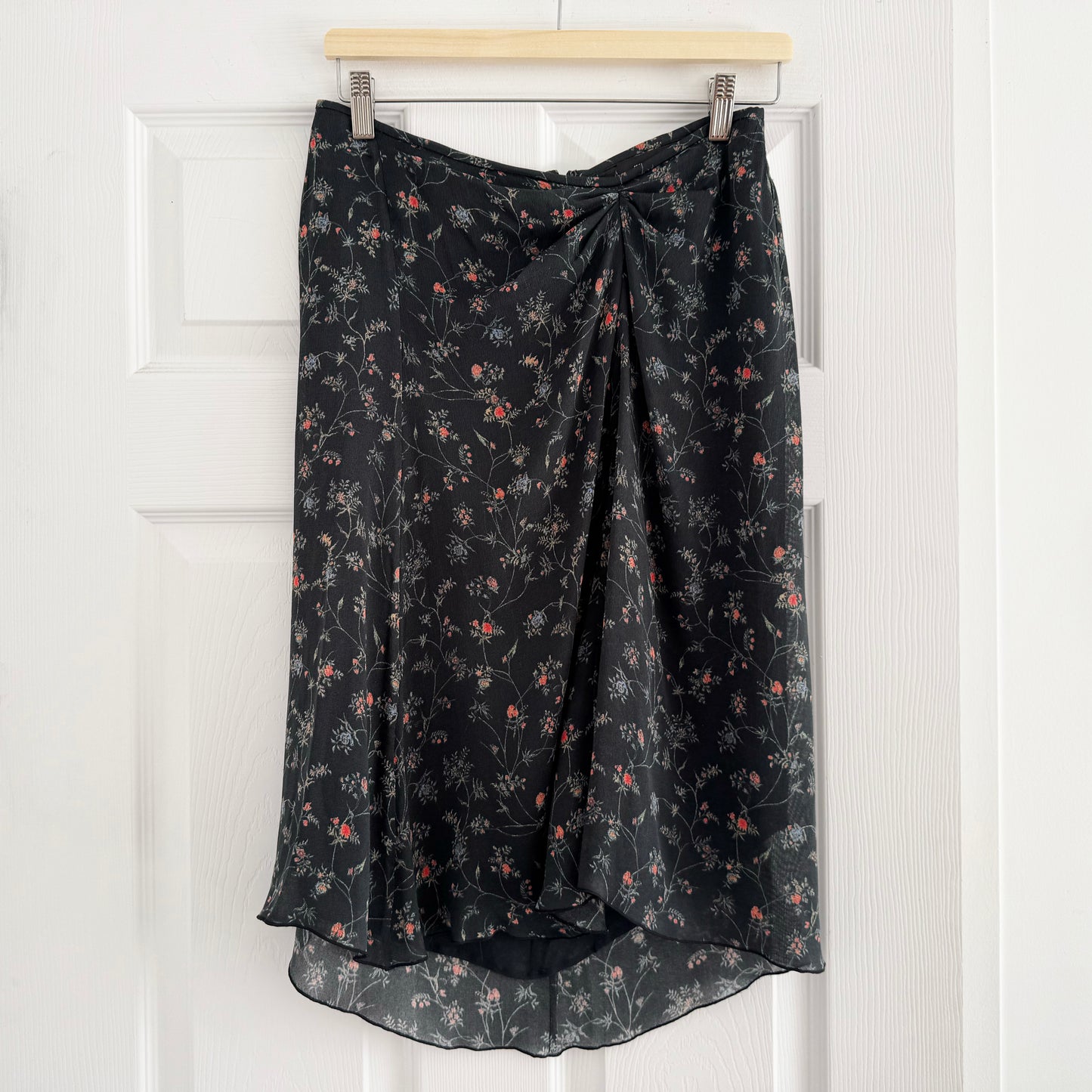 Isabel Marant Dark Floral Print Silk Skirt, Size 38