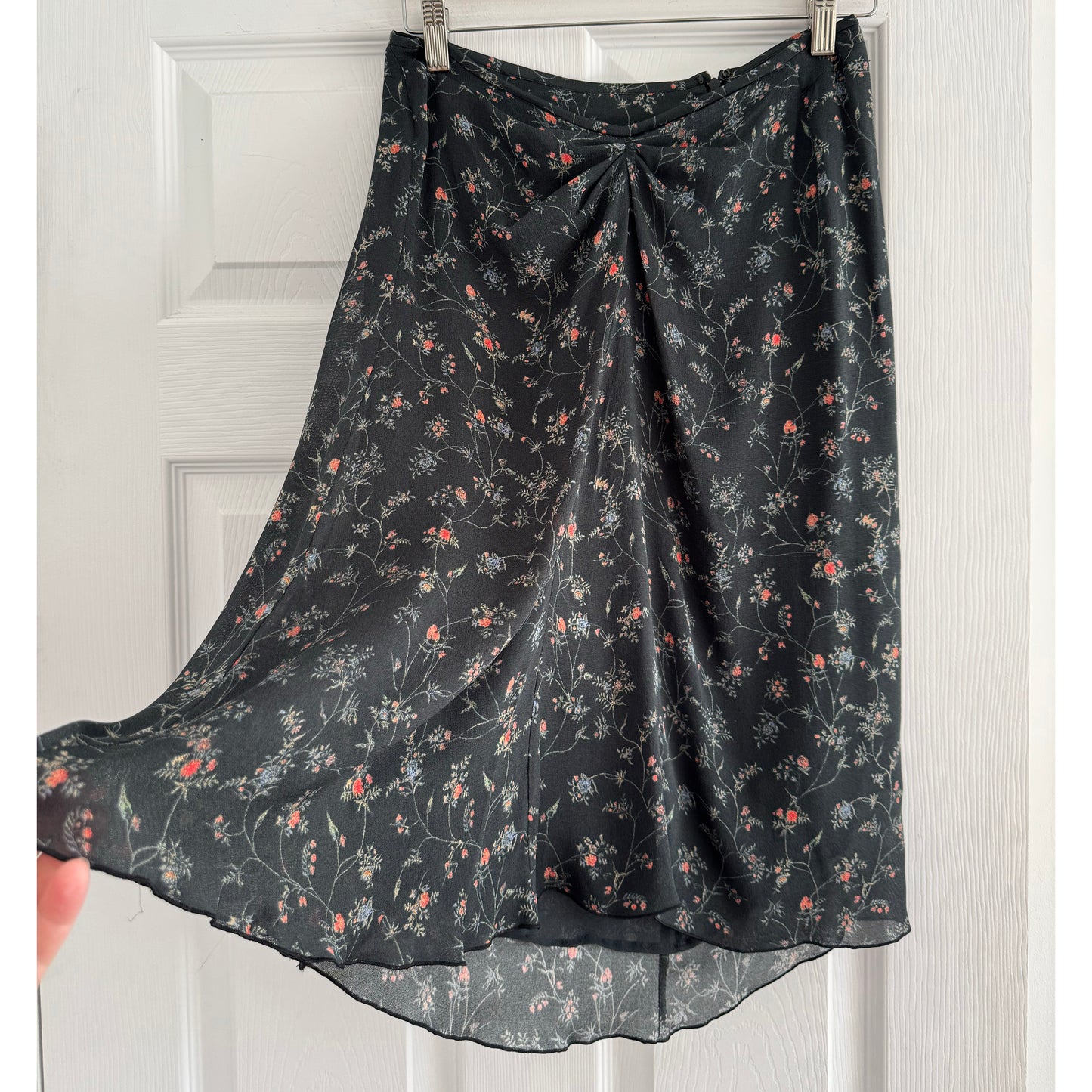 Isabel Marant Dark Floral Print Silk Skirt, Size 38