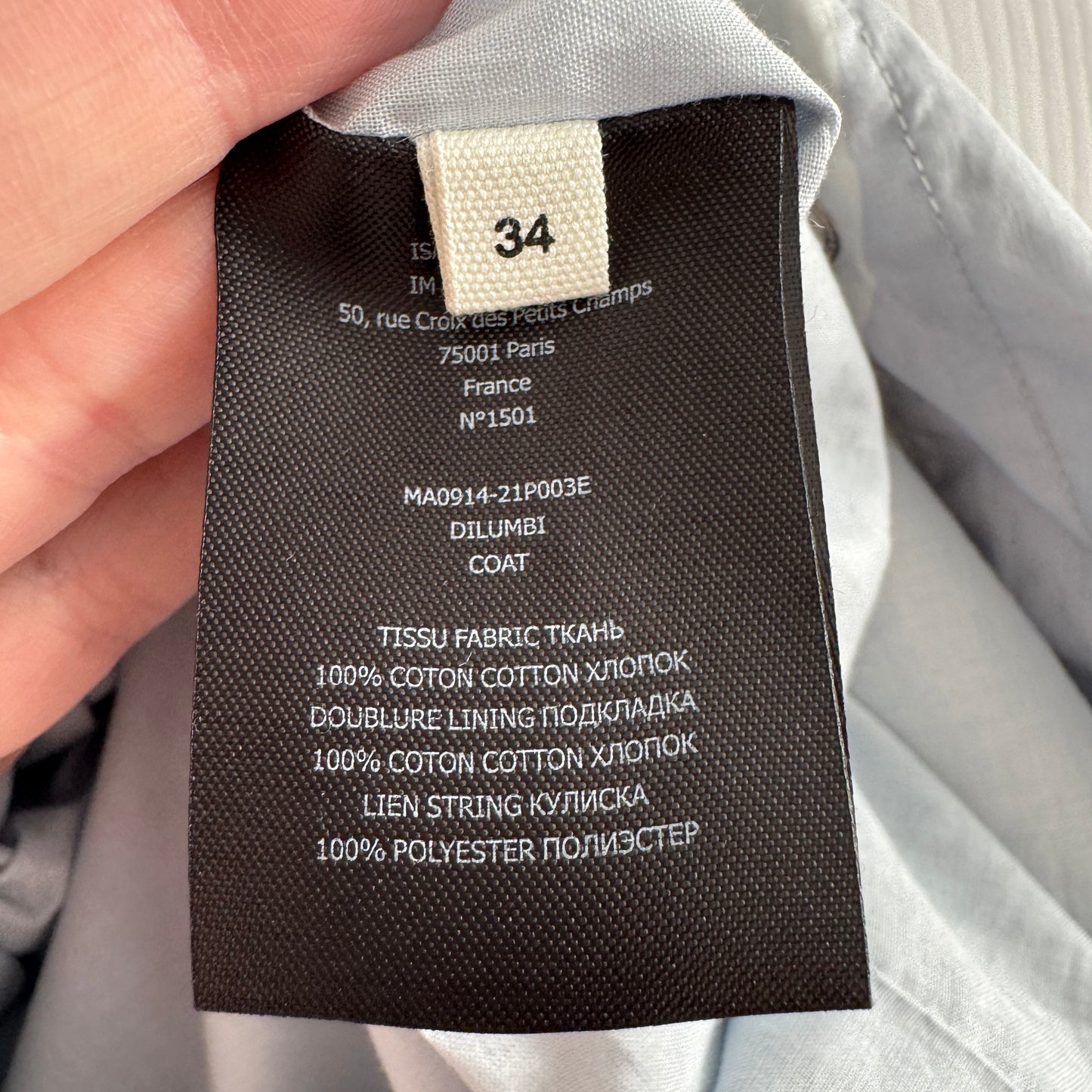 Isabel Marant Etoile “Dilumbi” Printed Cotton Jacket in Light Blue, size 34 (fits size Small)