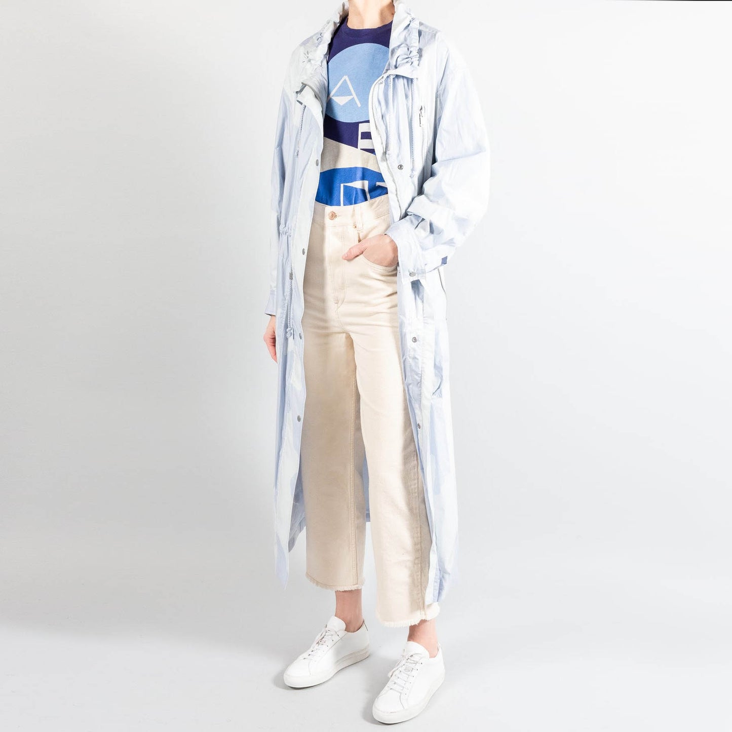 Isabel Marant Etoile Trench imprimé camouflage bleu clair « Dilumbi », taille 34 (convient à XS/S)