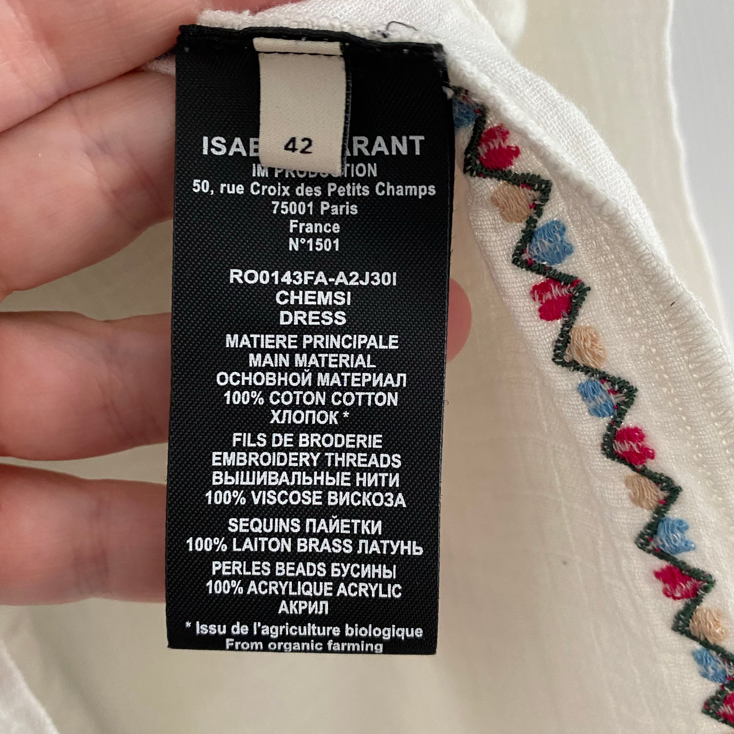 Isabel Marant "Chemsi" Embroidered Dress, size 42 (fits L-XL)