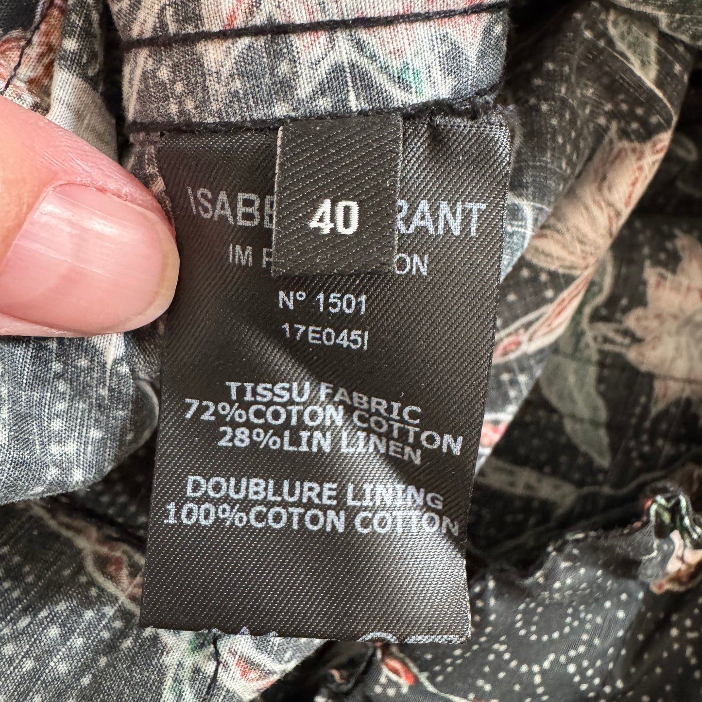 Isabel Marant Floral Printed Cotton Pants in Green, size 40 (like a 6/8)