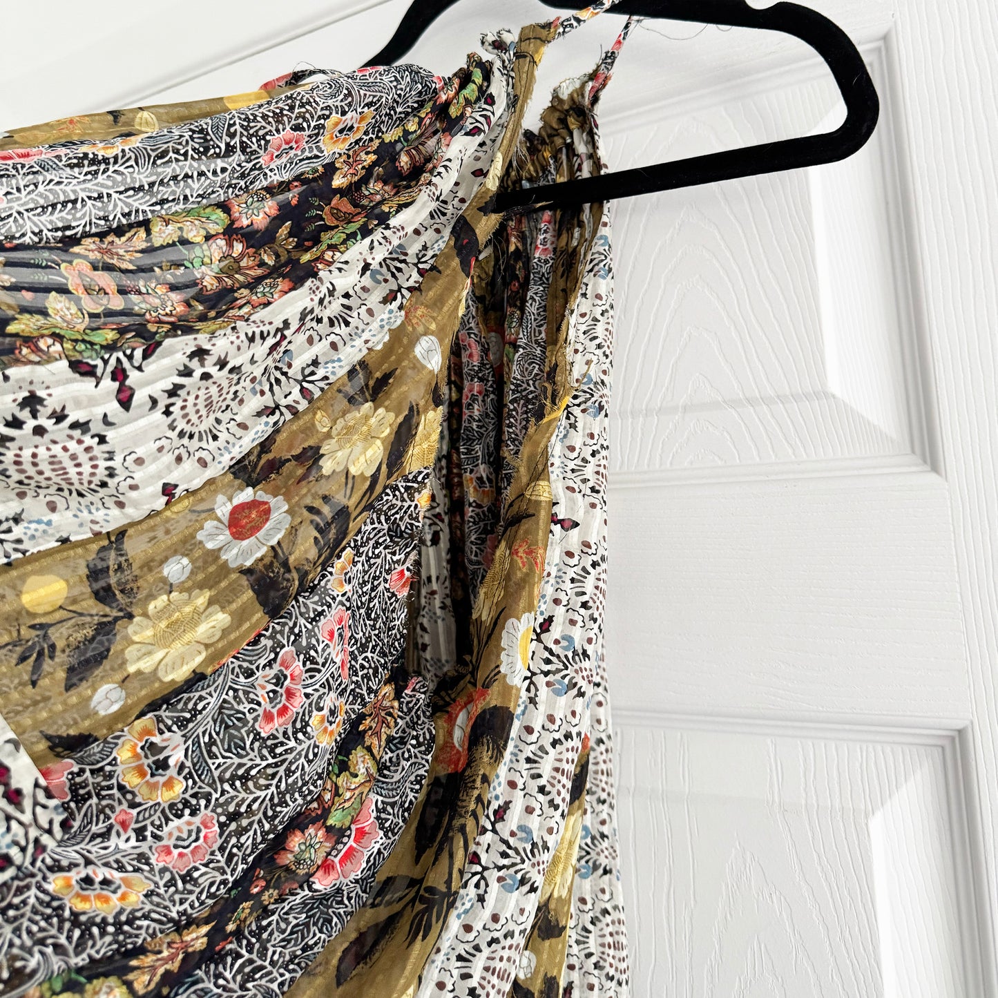 Isabel Marant Printed Silk Patchwork Top in Green/Black/White, size 40 (M/L)