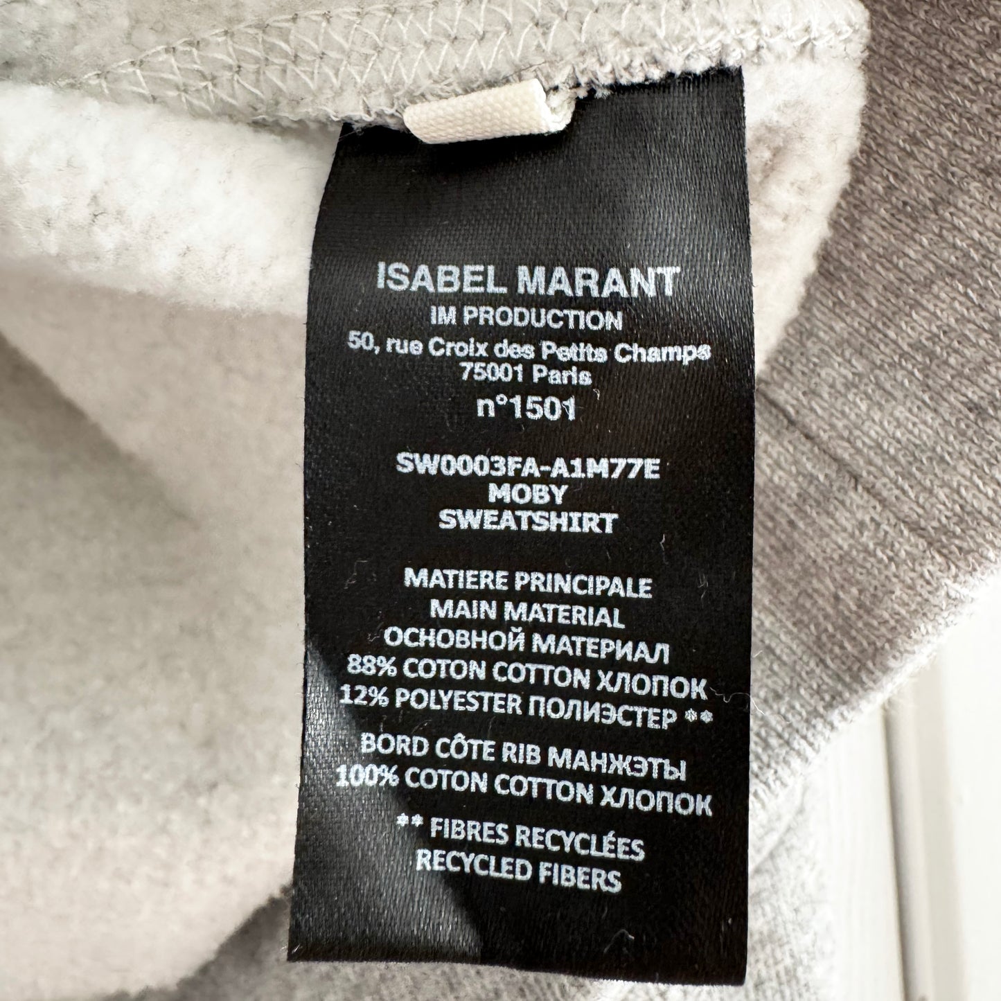 Isabel Marant Etoile "Moby" Sweatshirt in Grey, size 38 (fits like size Small).