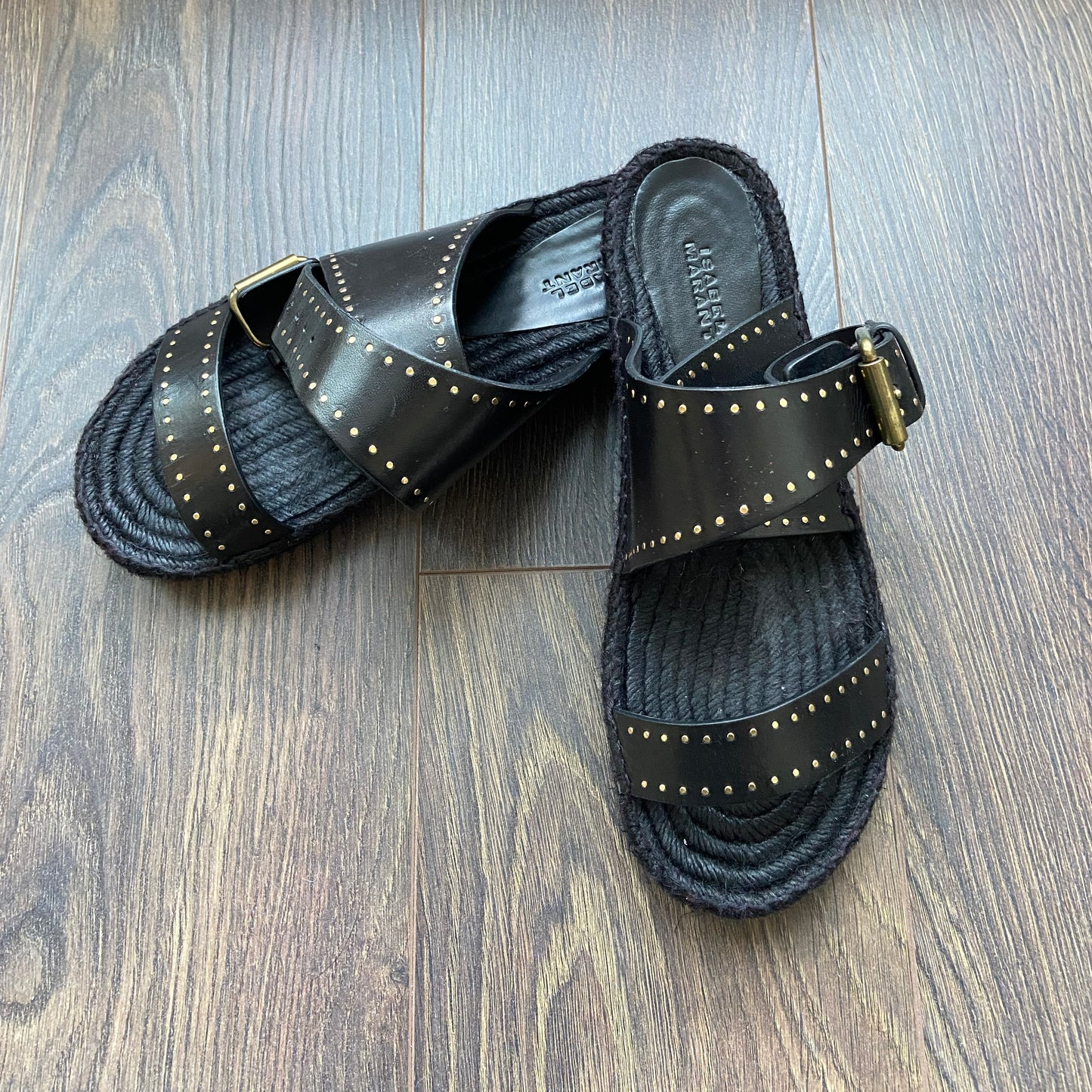 Isabel Marant "Illya" Espadrille Sandals in Black, size 38 (fits like 37)