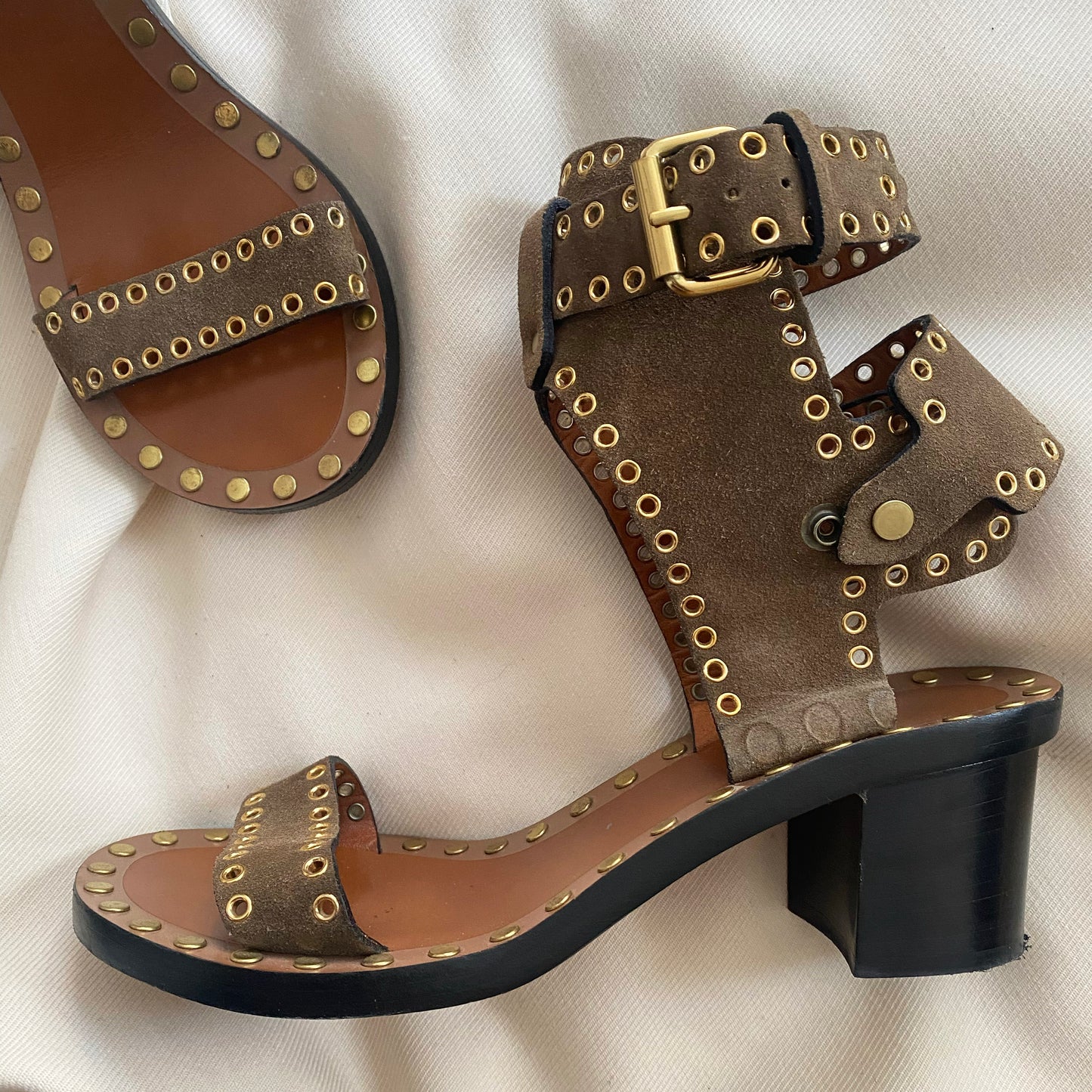 Isabel Marant "Jaeryn" Suede Sandal in Brown, size 38