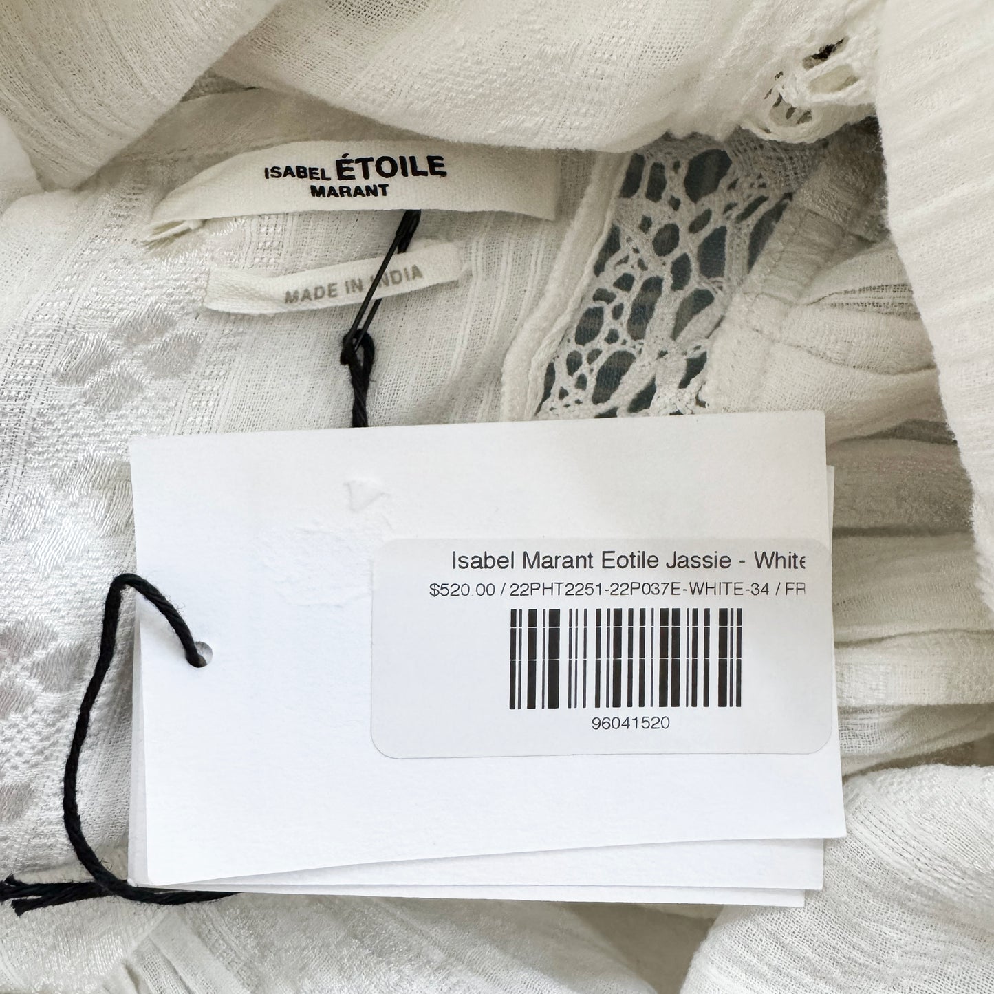 Isabel Marant Etoile "Jassie" Blouse in White, size 34