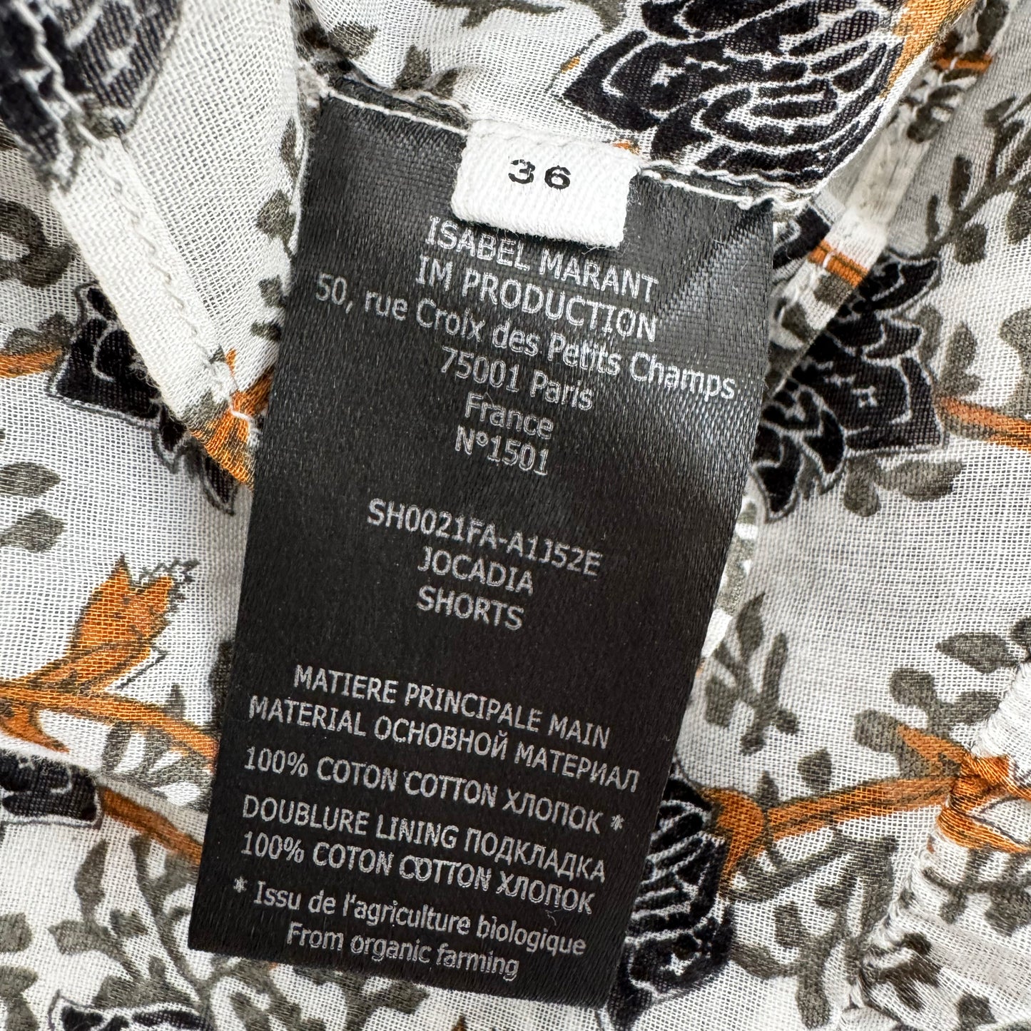 Isabel Marant Etoile "Jocadia" Printed Cotton Shorts in White Print, size 36 (fits size 2)