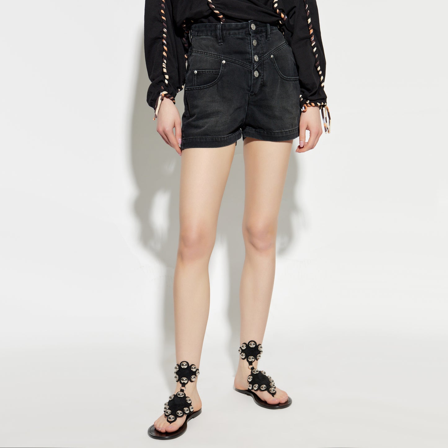 Isabel Marant Etoile "Jovany" Denim Shorts in Black, size 38