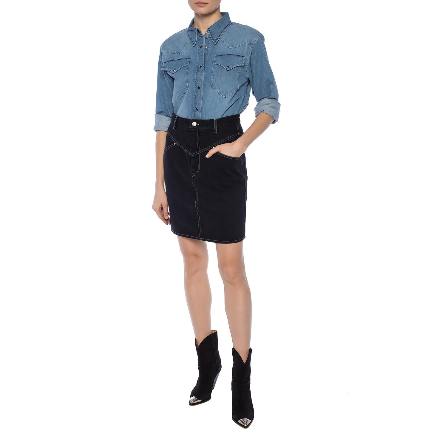 Isabel Marant "Lorine" Black denim mini skirt, size 38, or like a 2/4