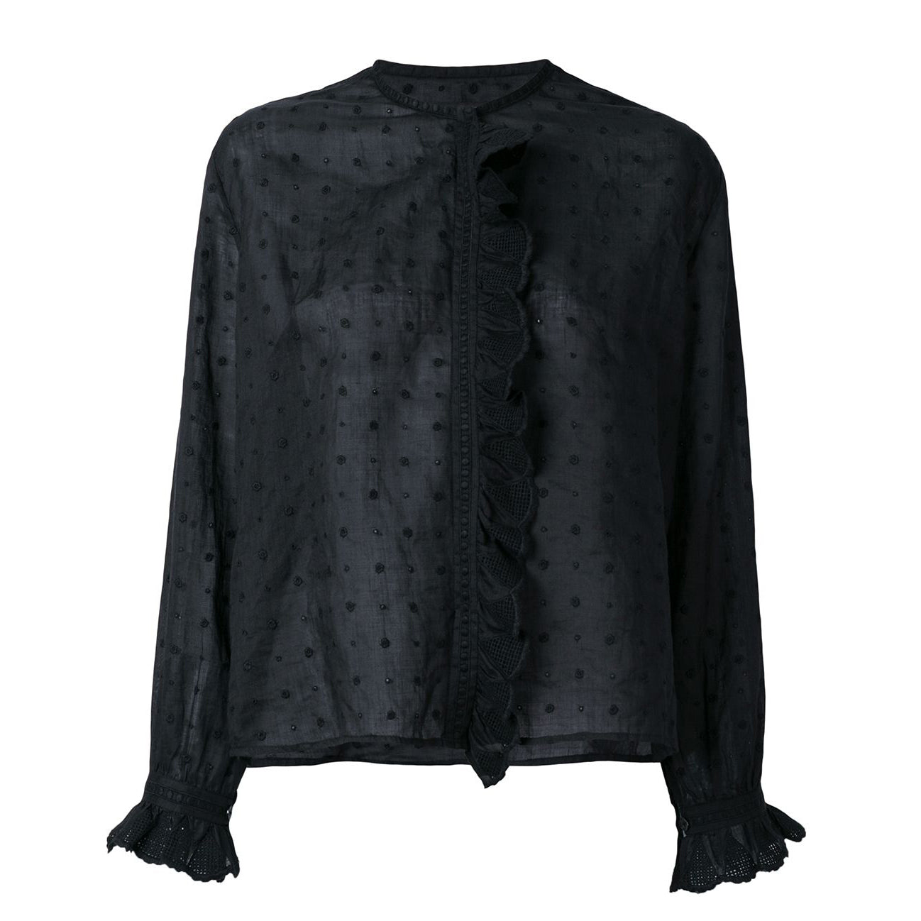 Isabel Marant "Namos" Swiss Dot Embroidered Ramie Blouse, size 38 (fits like a size medium)