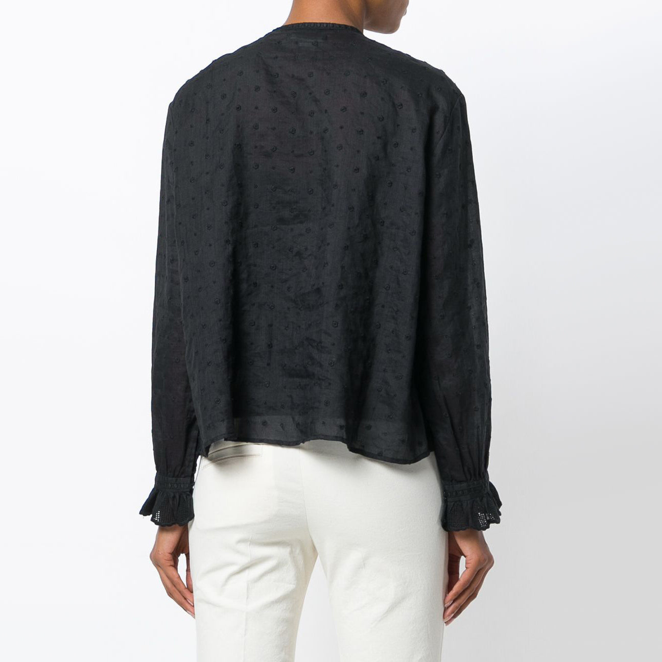 Blouse en ramie brodée à pois suisses Isabel Marant "Namos", taille 38 (convient à une taille moyenne)