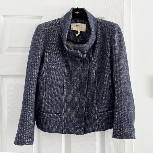 Isabel Marant Etoile Tweed Zip Front Jacket in Blue, size "3" (fits like size 8/10)