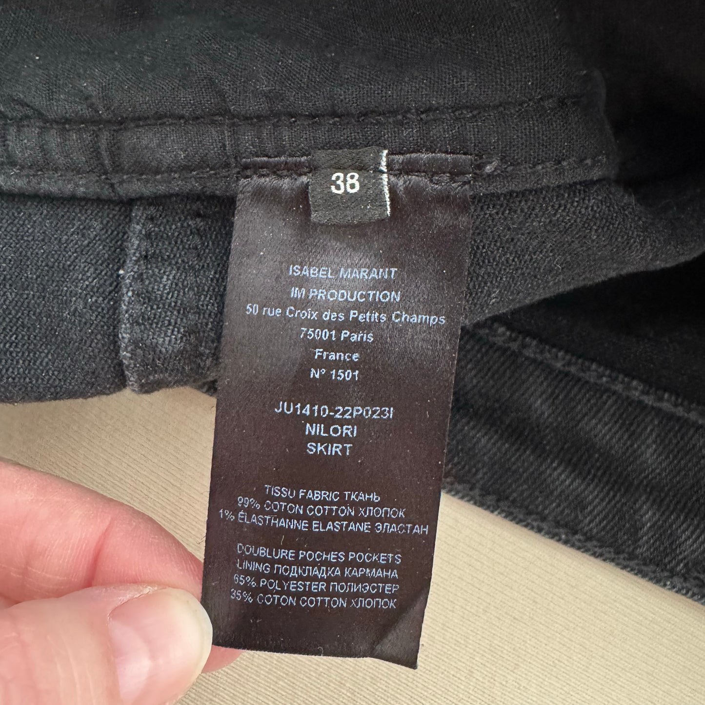 Isabel Marant "Nilori" Denim Skirt in Black, size 38 (fits like a size 4)