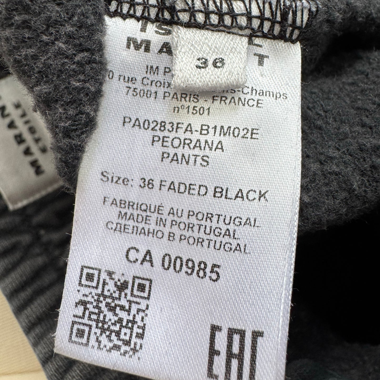 Isabel Marant Etoile "Peorana" Cargo Sweatpant in Faded Black, size 36