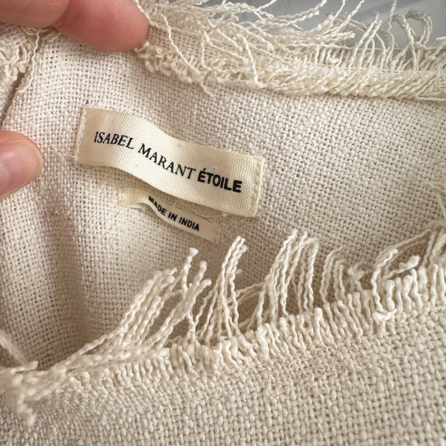 Isabel Marant Etoile Ivory Silk Dress w Fringe Trim, size 36