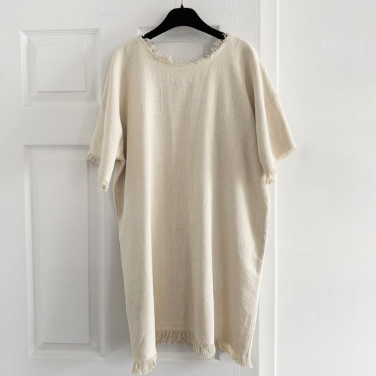 Isabel Marant Etoile Ivory Silk Dress w Fringe Trim, size 36