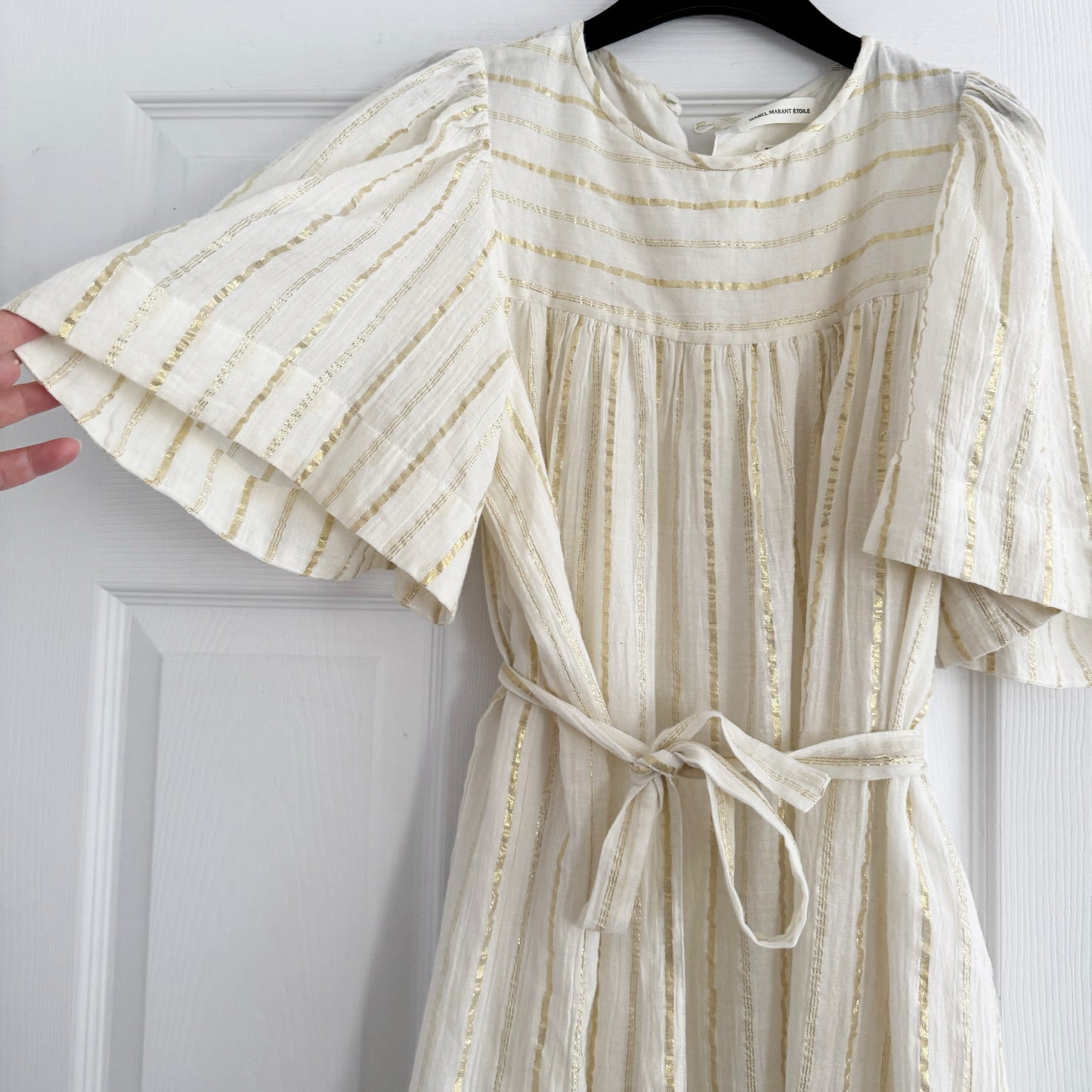 Isabel Marant Etoile "Samoa" Dress in Striped Ivory/Gold, size 40