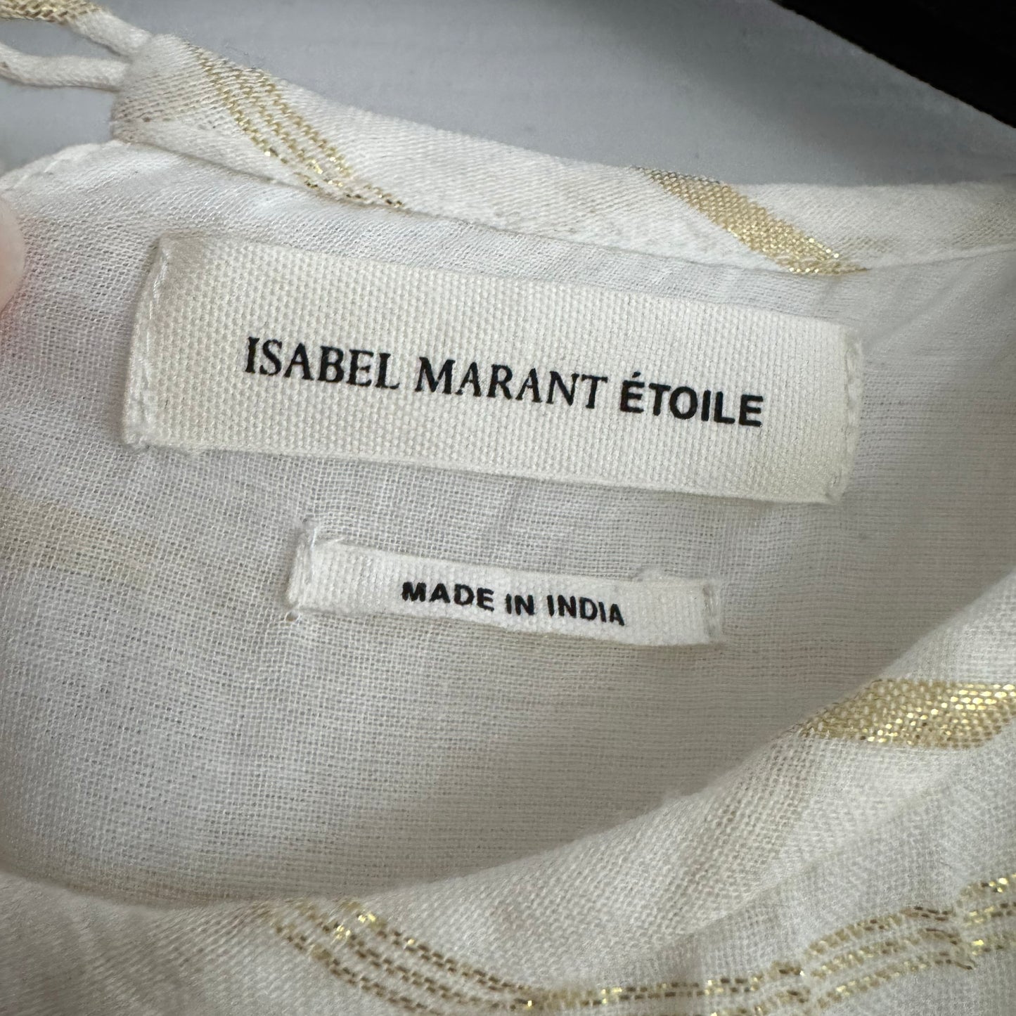 Isabel Marant Etoile "Samoa" Dress in Striped Ivory/Gold, size 40
