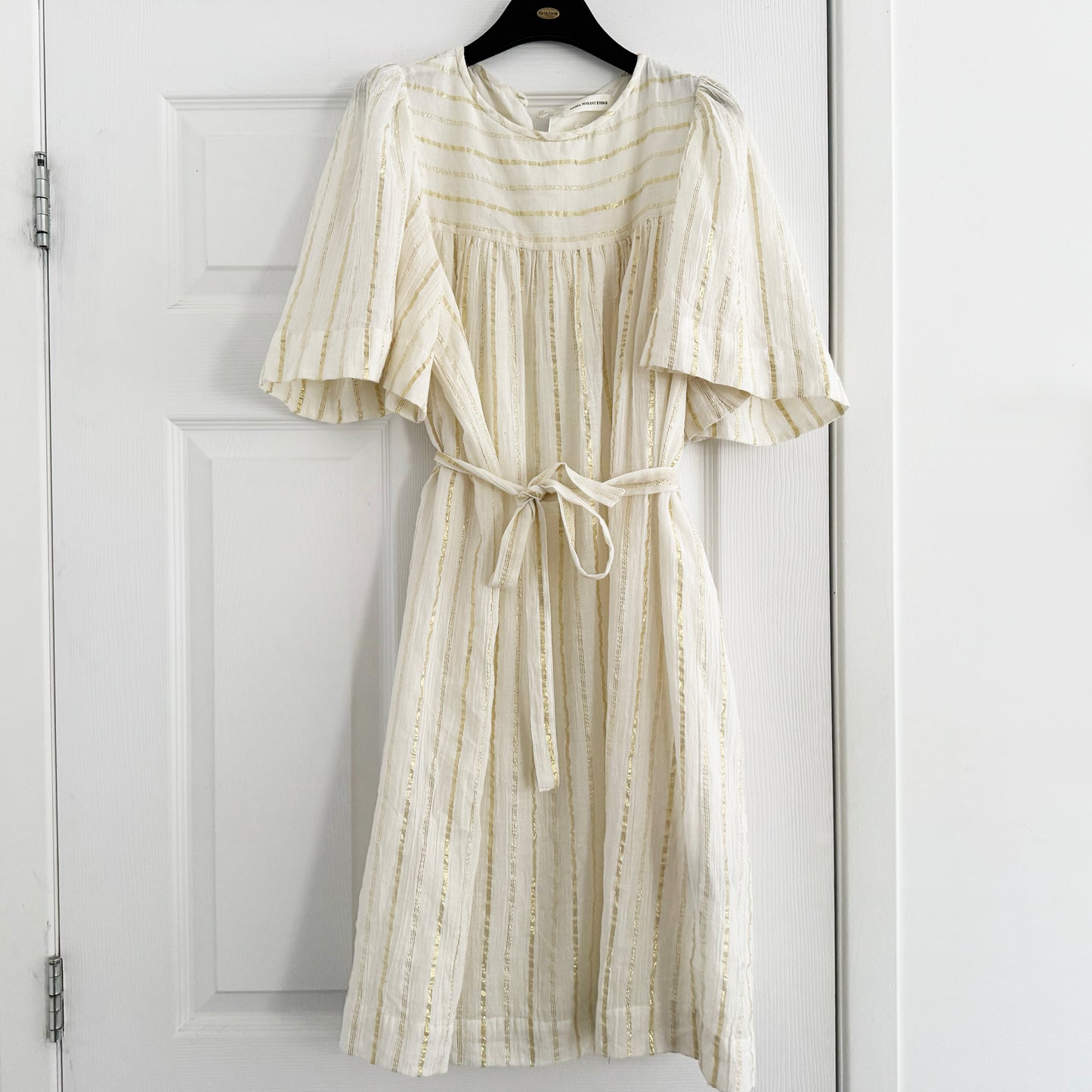 Isabel Marant Etoile "Samoa" Dress in Striped Ivory/Gold, size 40