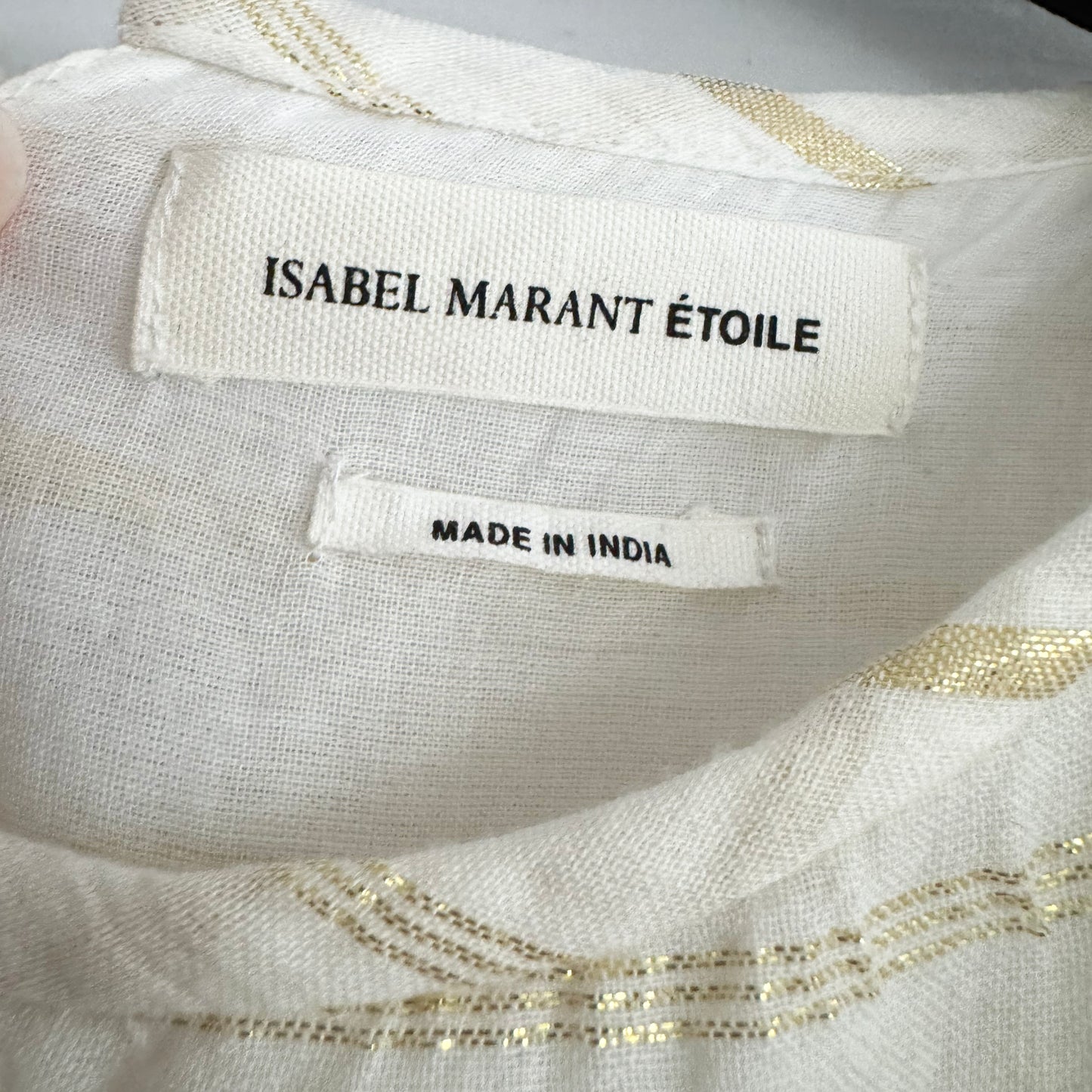 Isabel Marant Etoile "Samoa" Dress in Striped Ivory/Gold, size 40