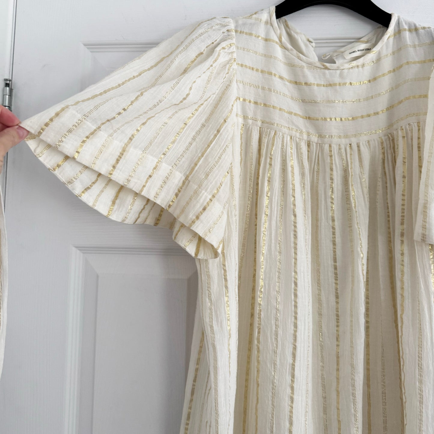 Isabel Marant Etoile "Samoa" Dress in Striped Ivory/Gold, size 40